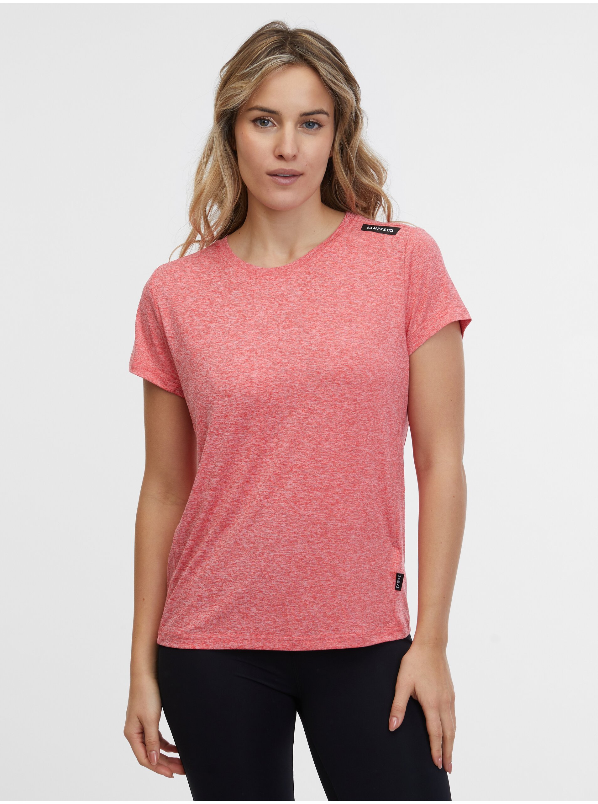 E-shop Korálové dámské žíhané tričko SAM 73 Dafne