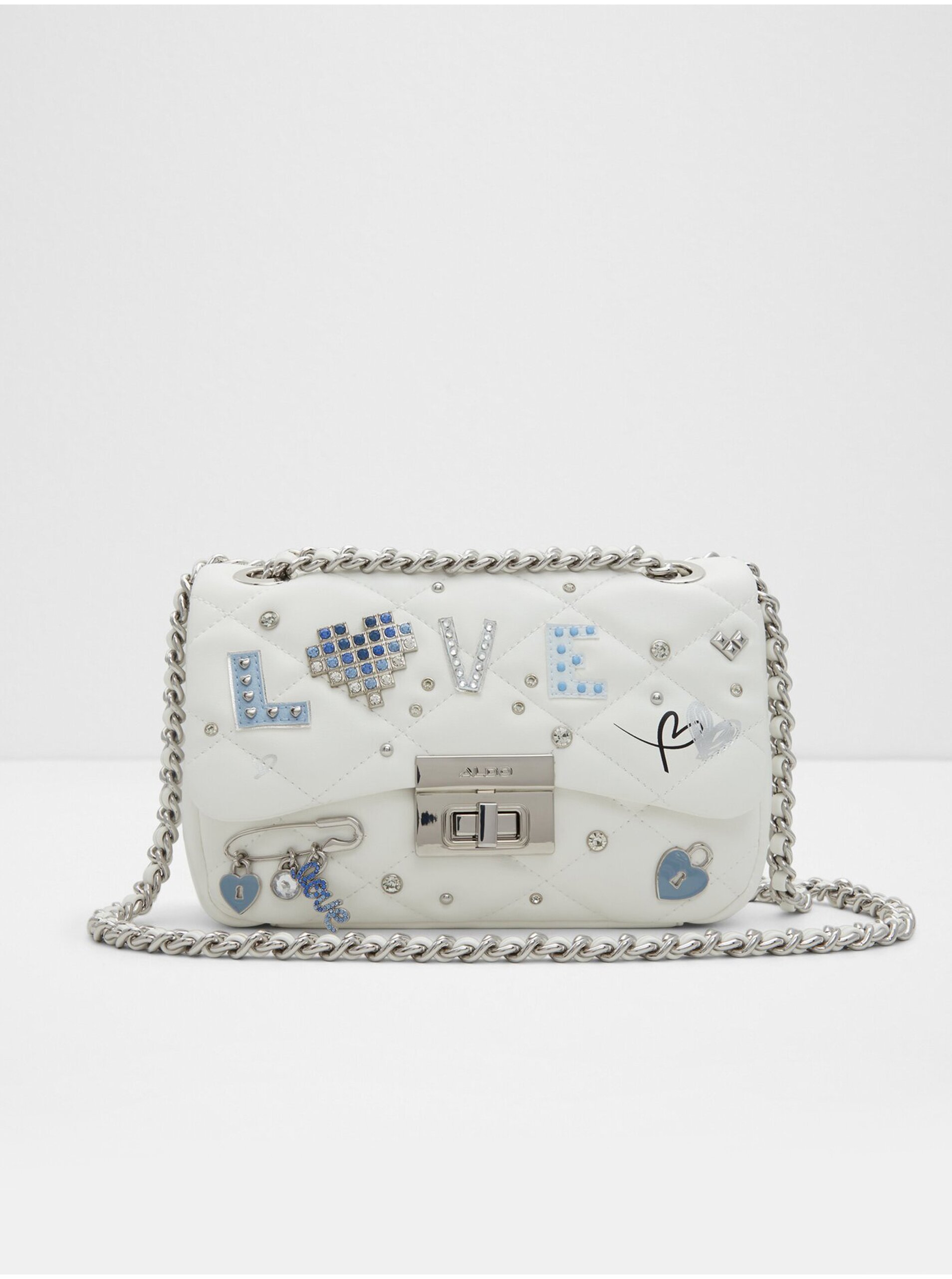 Lacno Biela dámska crossbody kabelka s ozdobnými detailmi ALDO Digilovebag