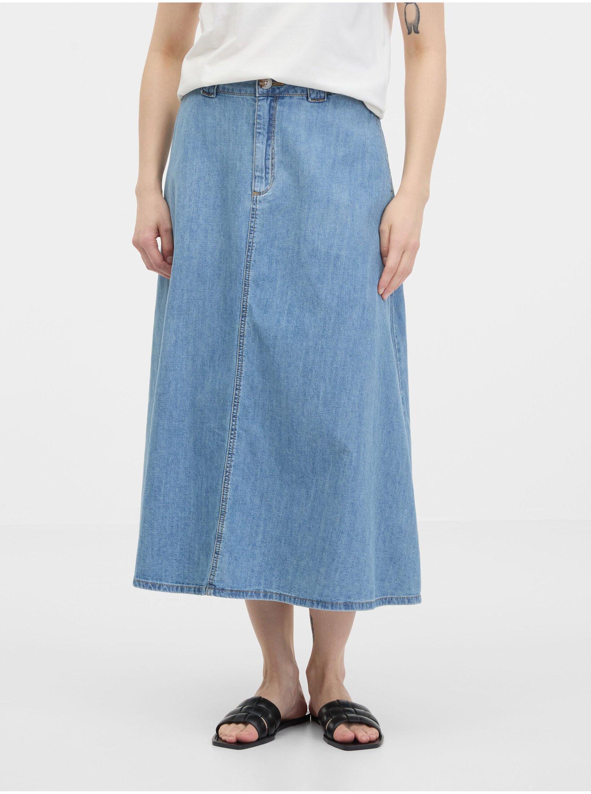 E-shop Svetlomodrá dámska džínsová maxi sukňa ORSAY