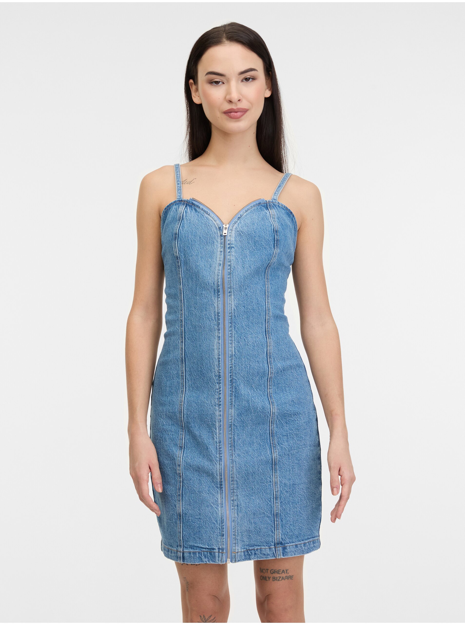 E-shop Modré dámské džínové šaty Guess Raye