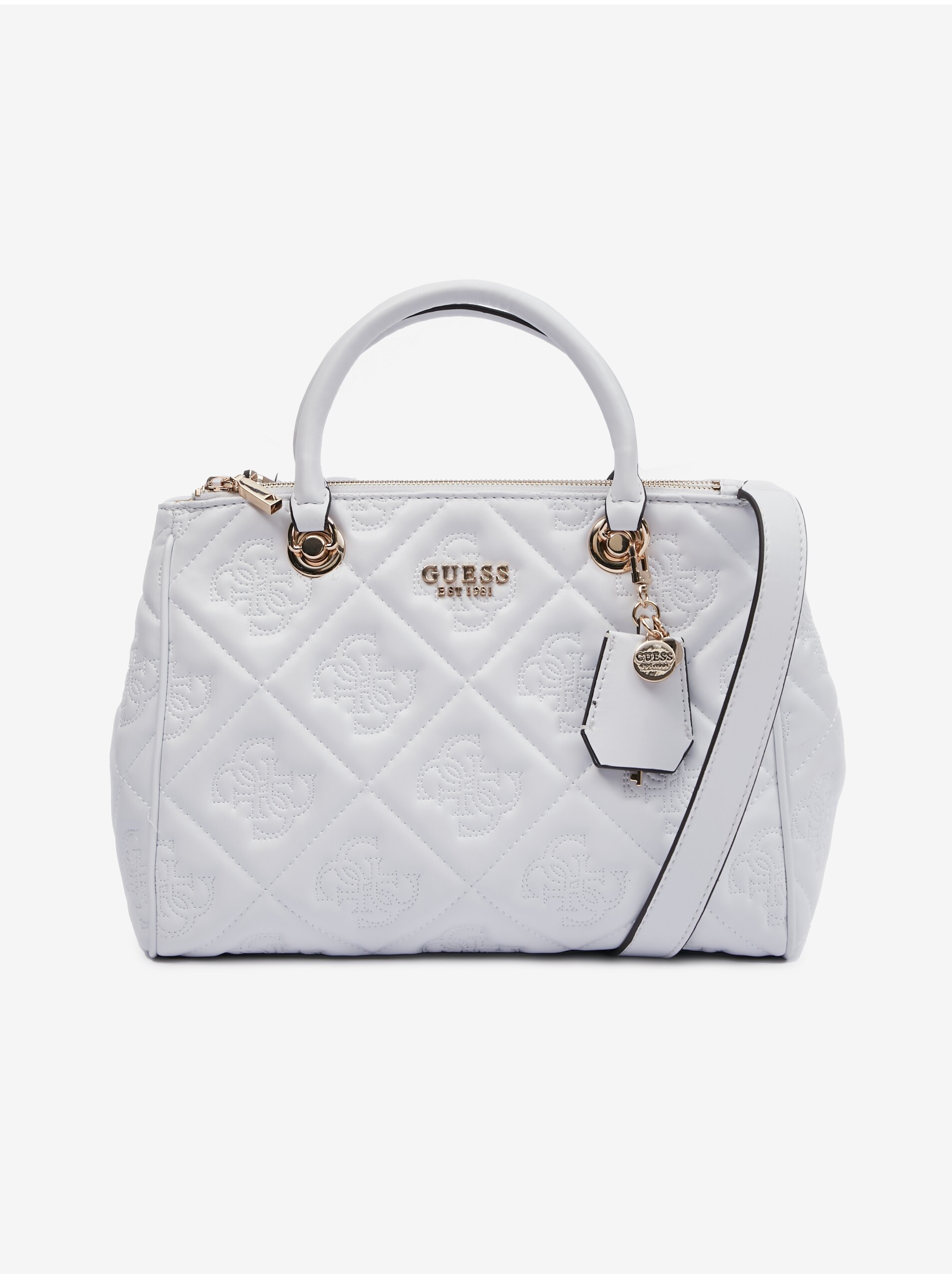 E-shop Bílá dámská prošívaná kabelka Guess Marieke 4G