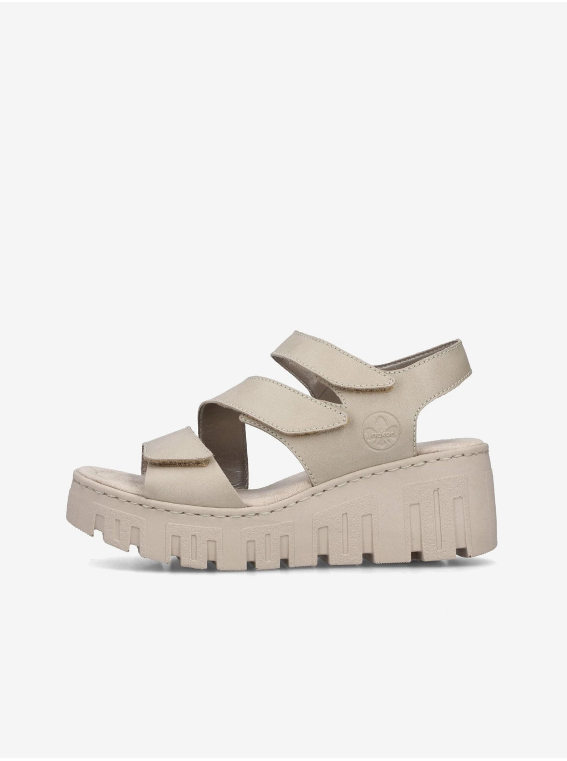 E-shop Béžové dámské sandály na klínku Rieker