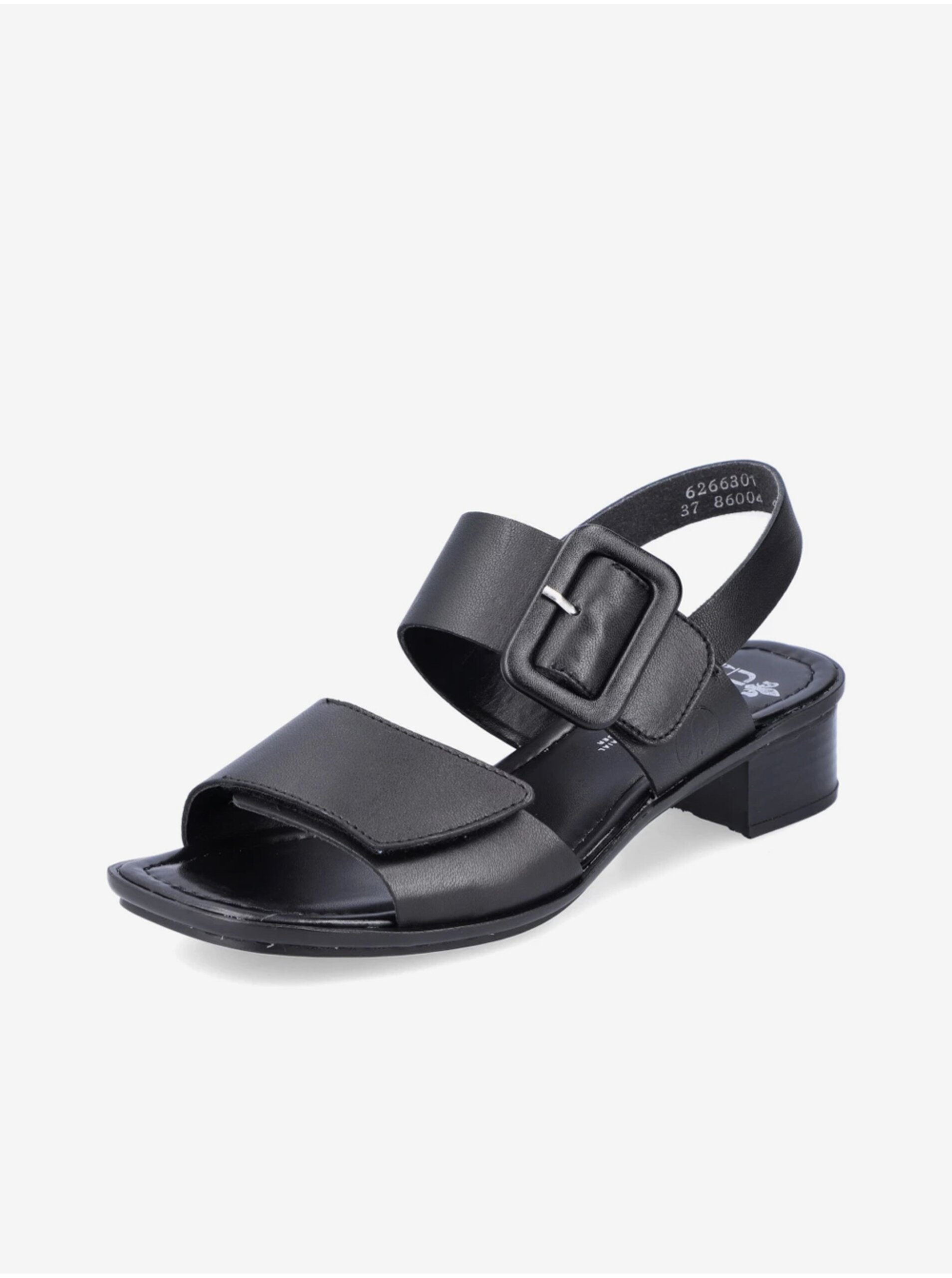 Lacno Čierne dámske kožené sandálky Rieker