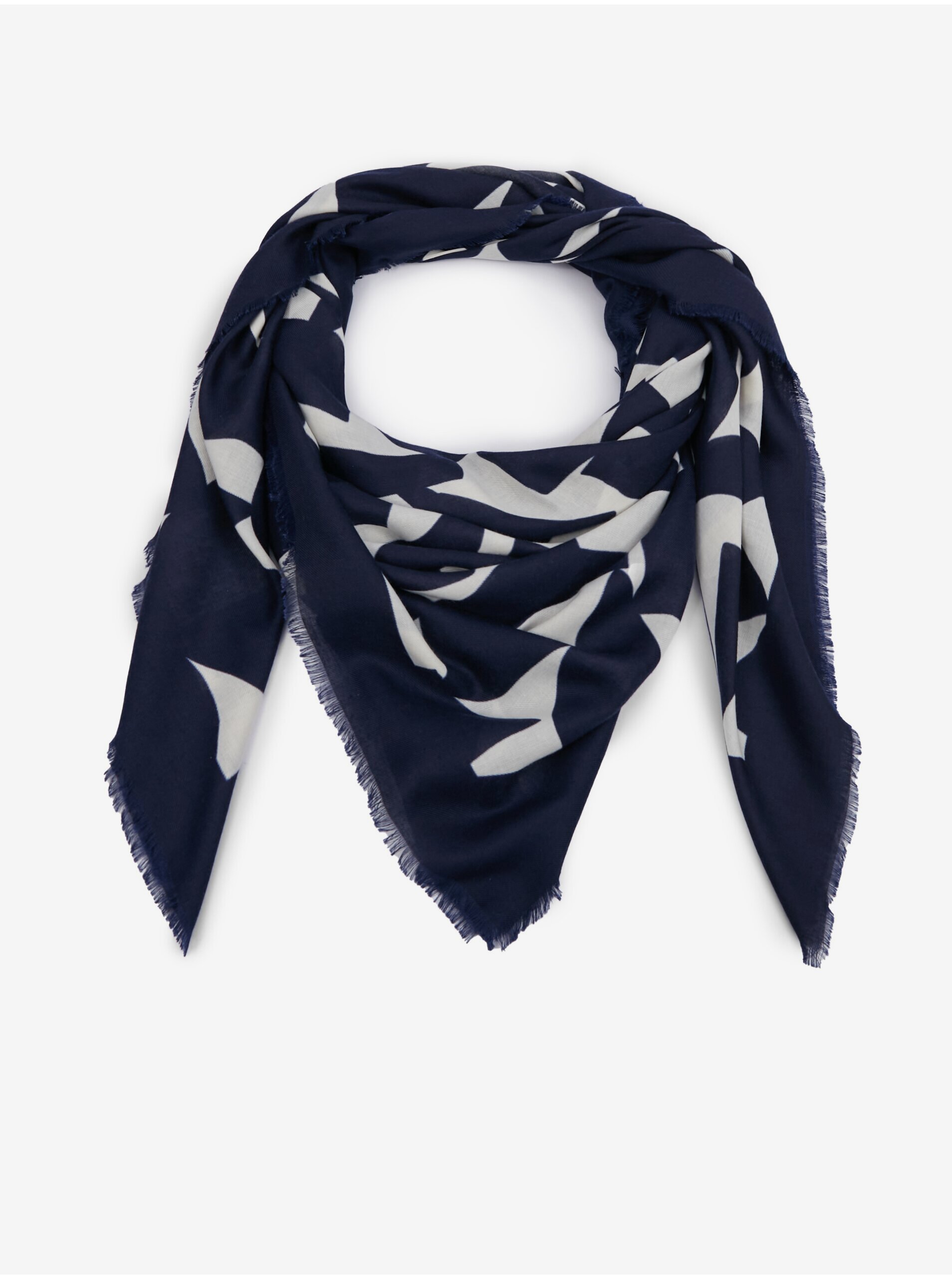 E-shop Tmavě modrý vzorovaný dámský šátek ORSAY