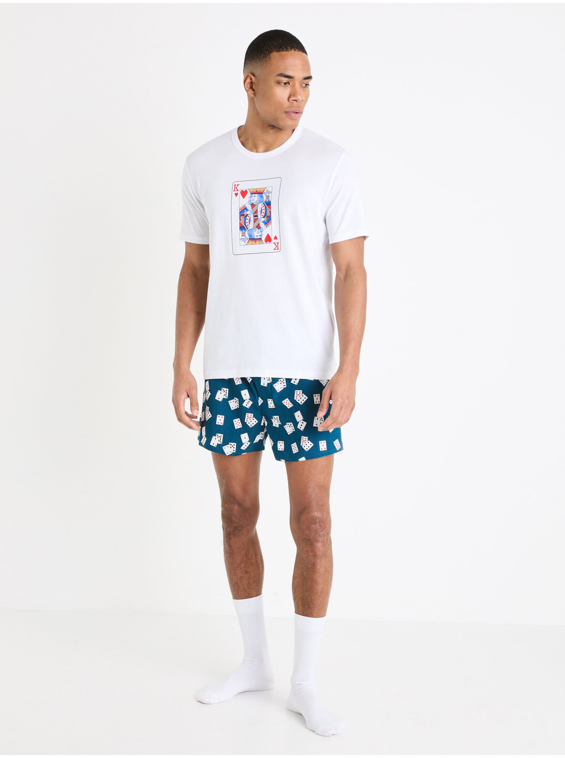 E-shop Modro-bílé pánské krátké pyžamo s motivem Celio Gipyroi