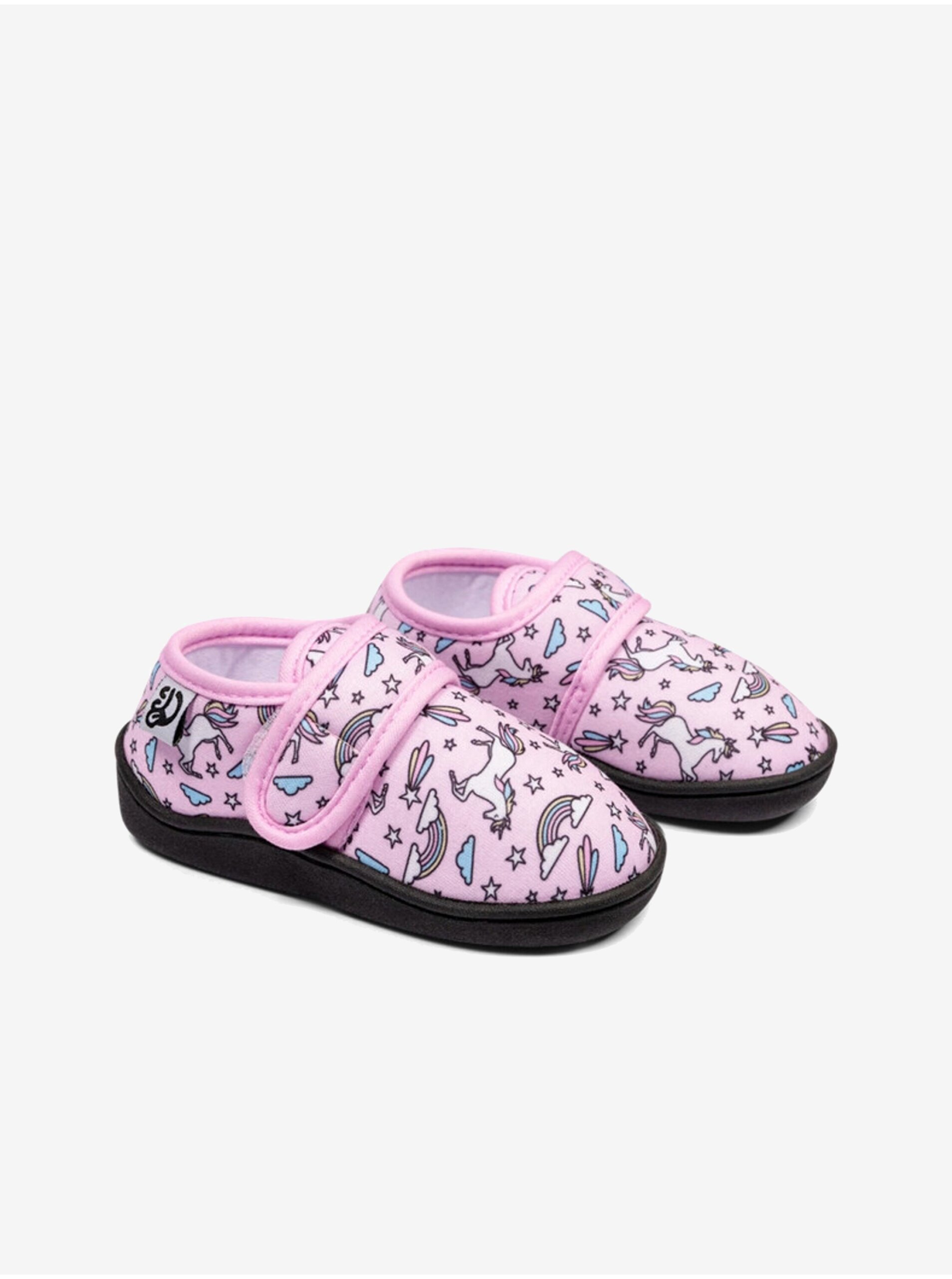 Lacno Ružové dievčenské veselé papuče Dedoles Dúhový jednorožec