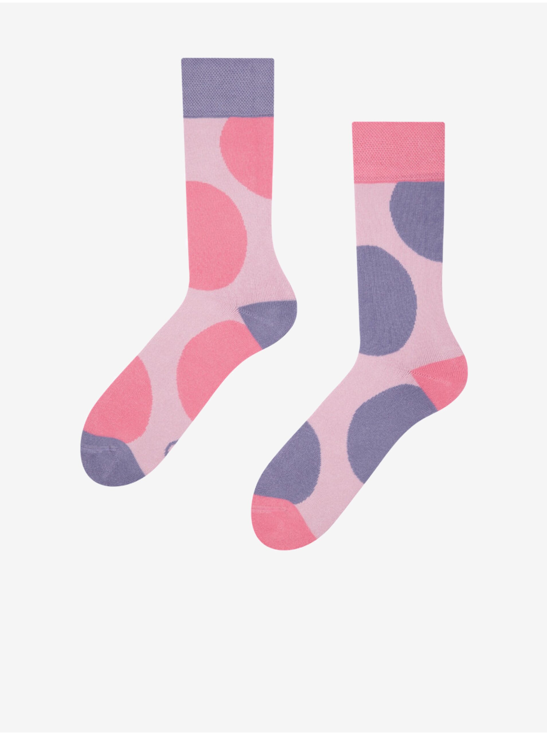 Lacno Fialovo-ružové dámske veselé ponožky Dedoles Veľké bodky