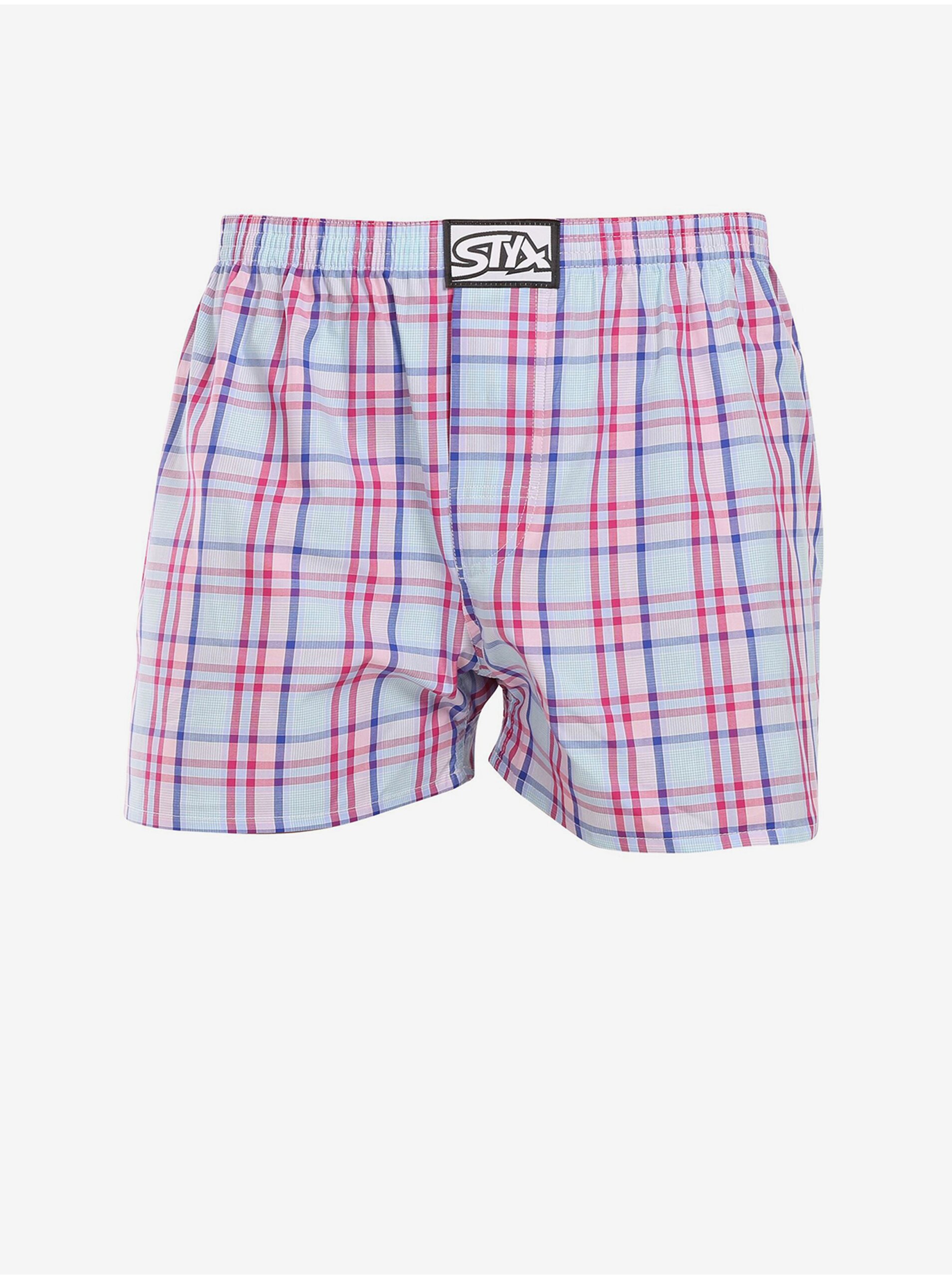 Modro-růžové pánské kostkované trenýrky Styx