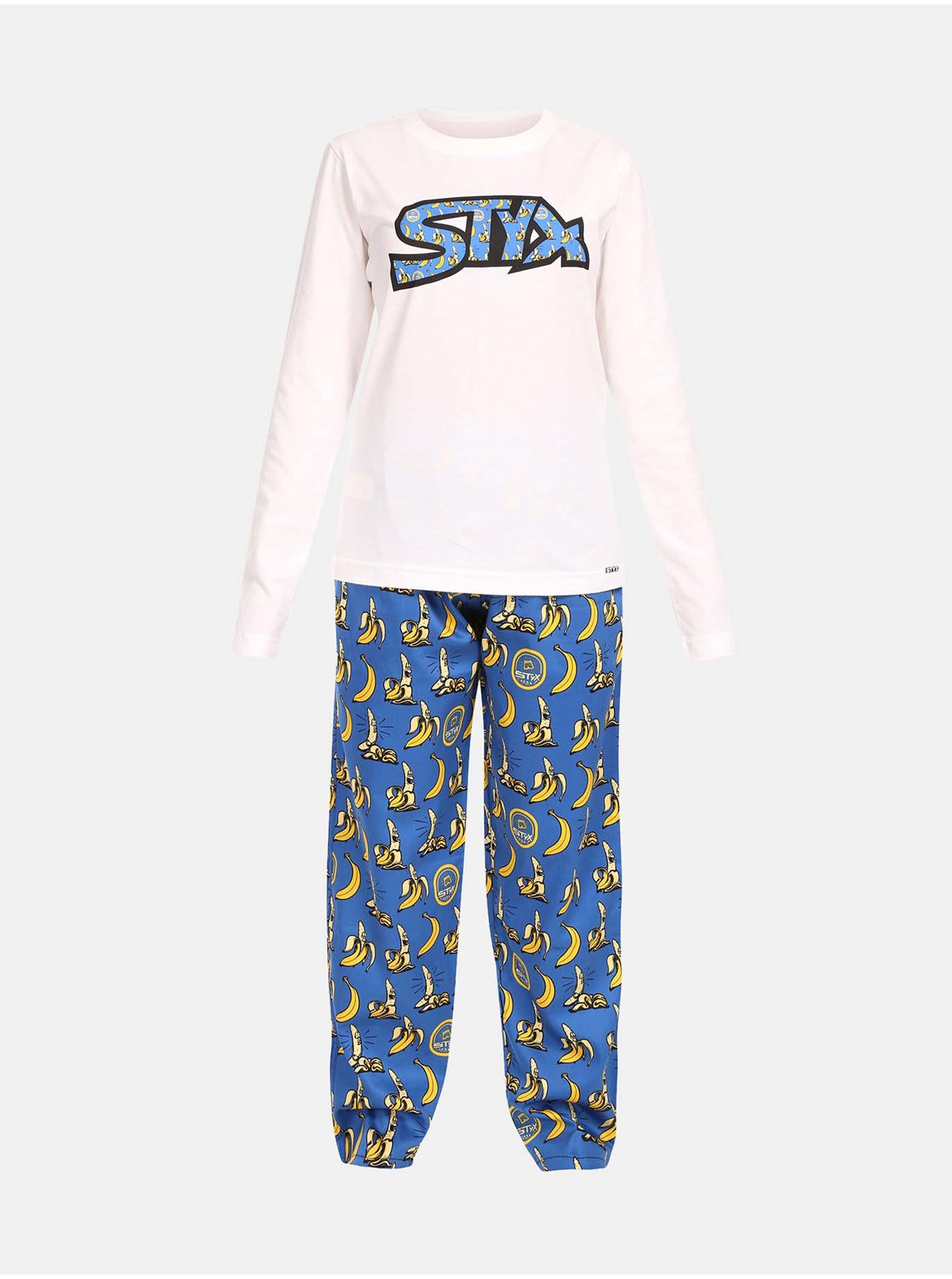 Levně Modro-bílé dámské pyžamo Styx Banány