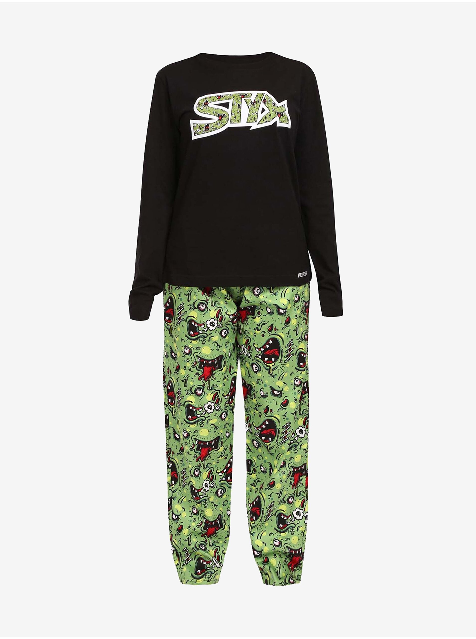 Lacno Čierno-zelené dámske pyžamo Styx Zombie