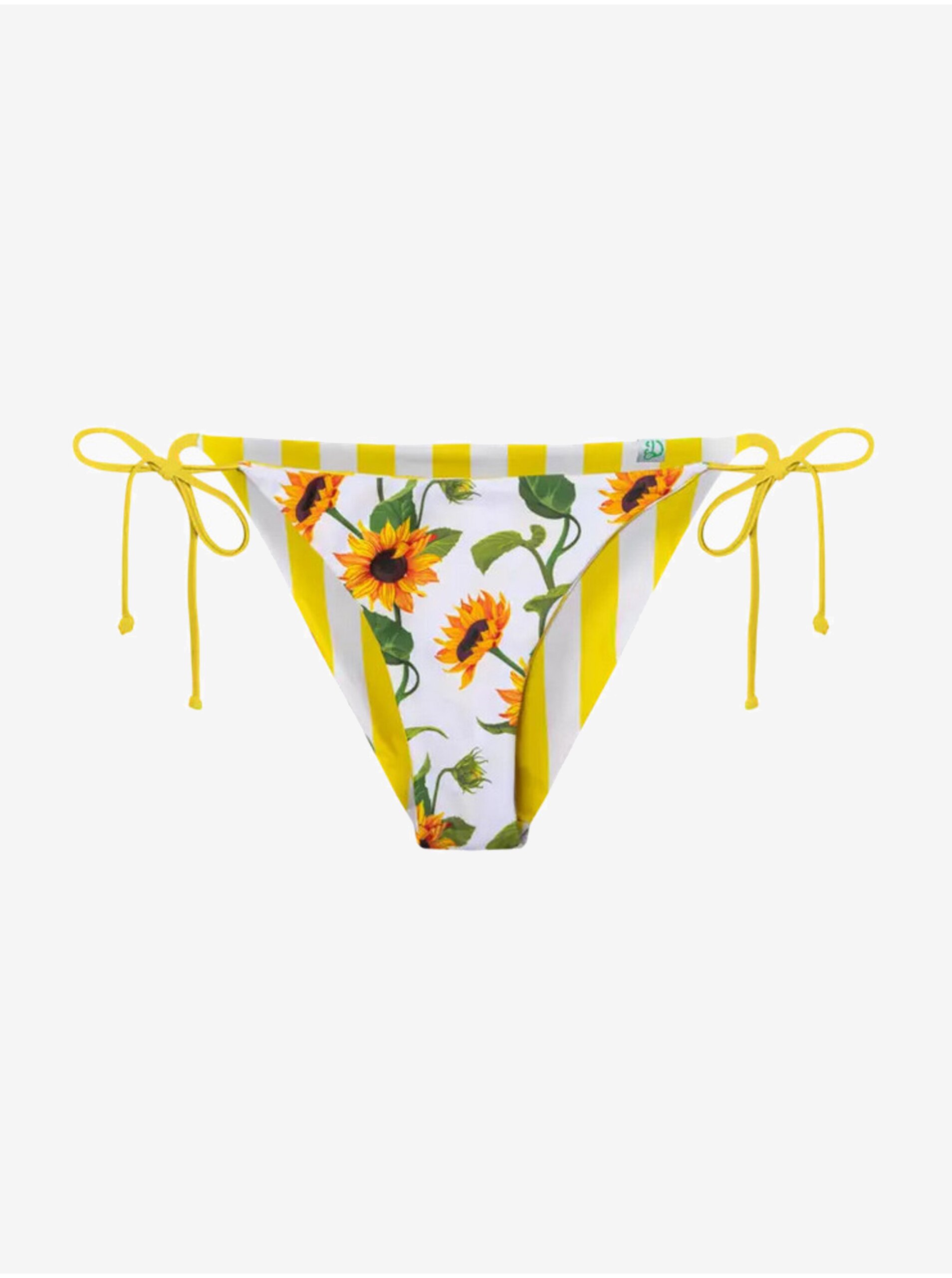 E-shop Bielo-žltý dámsky veselý spodný diel plaviek Dedoles Žiarivá slnečnica