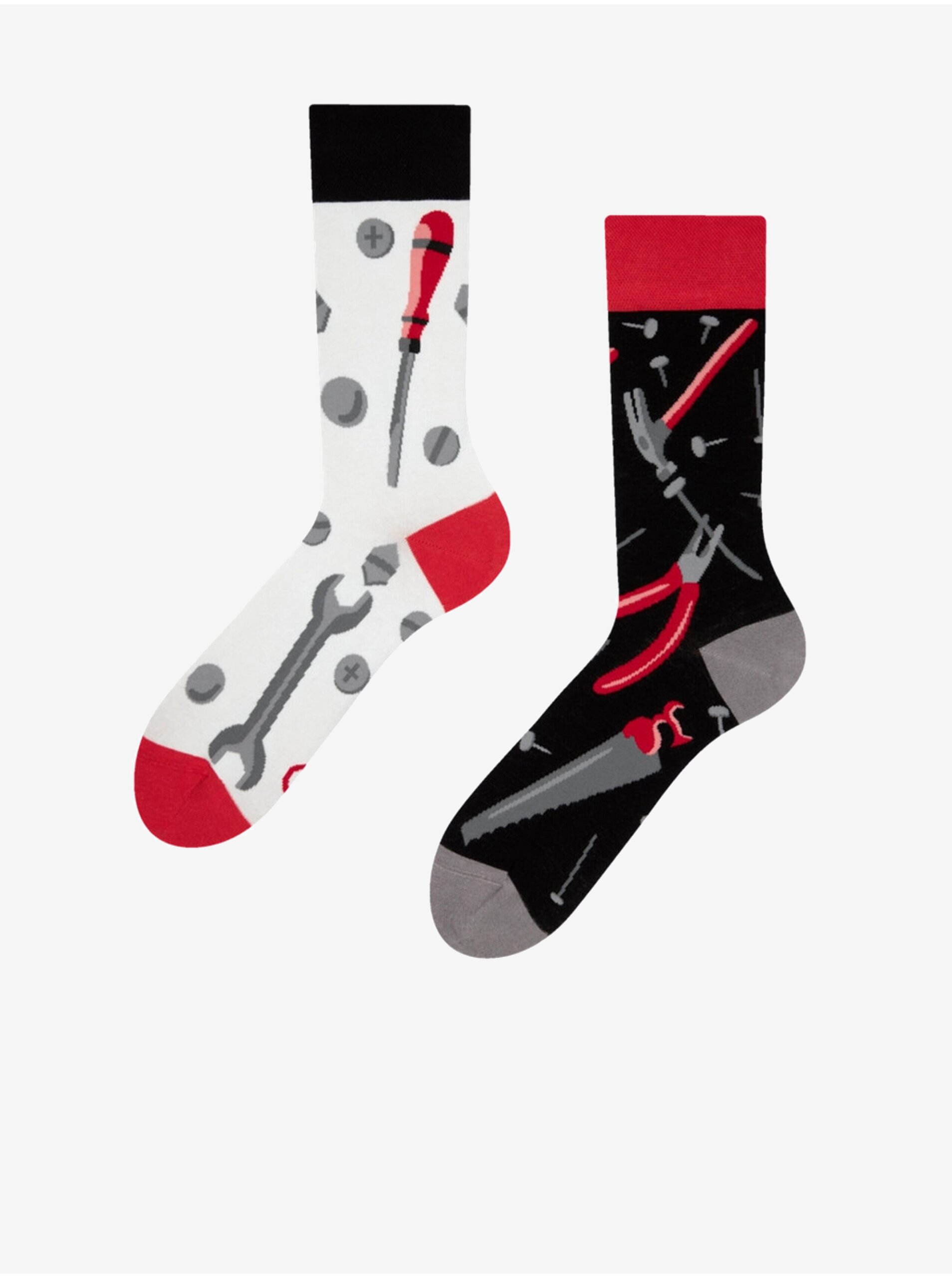 Levně Červeno-černé dámské veselé ponožky Dedoles Kutil