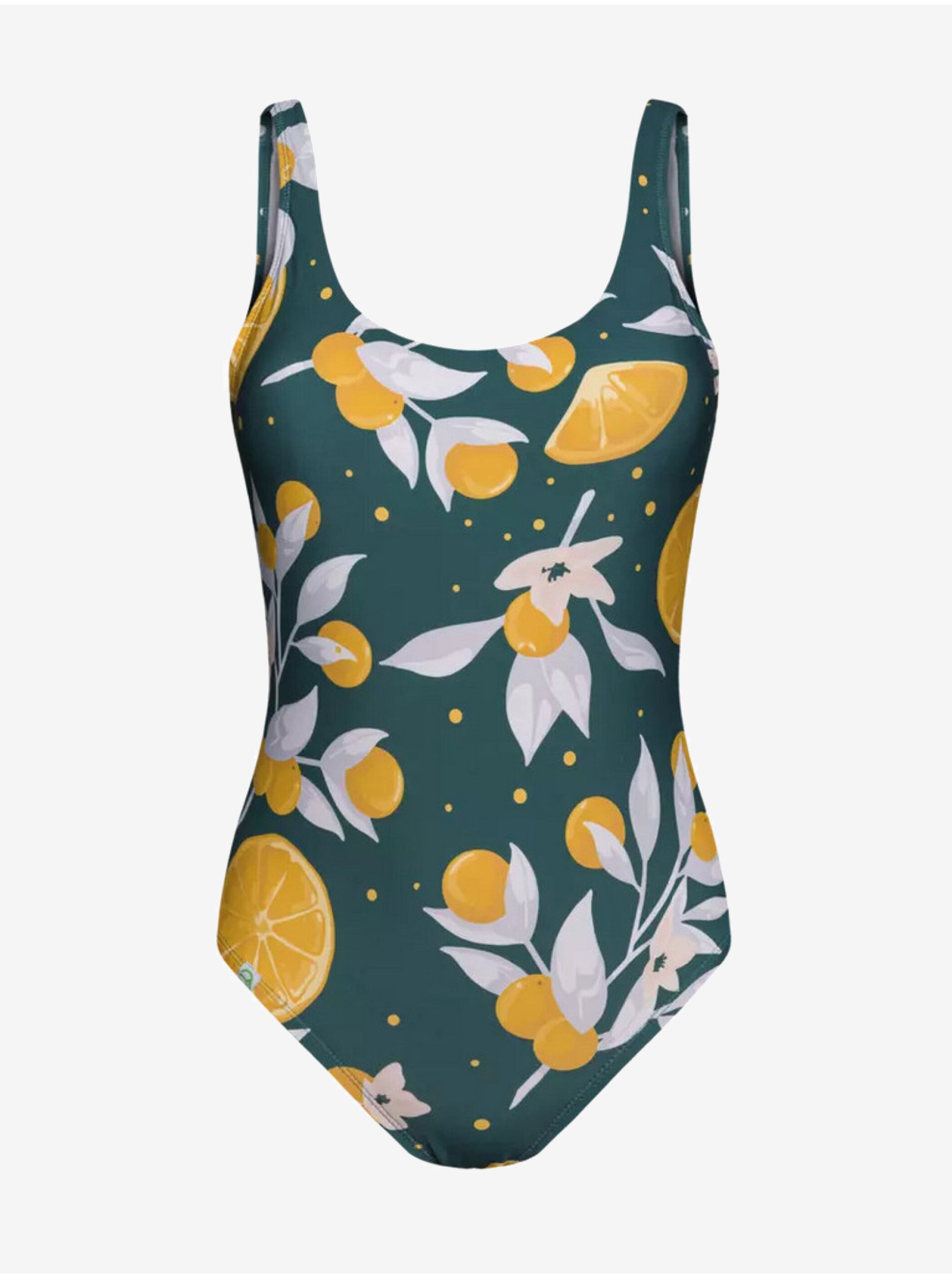 E-shop Oranžovo-zelené dámské veselé jednodílné plavky Dedoles Pomeranče