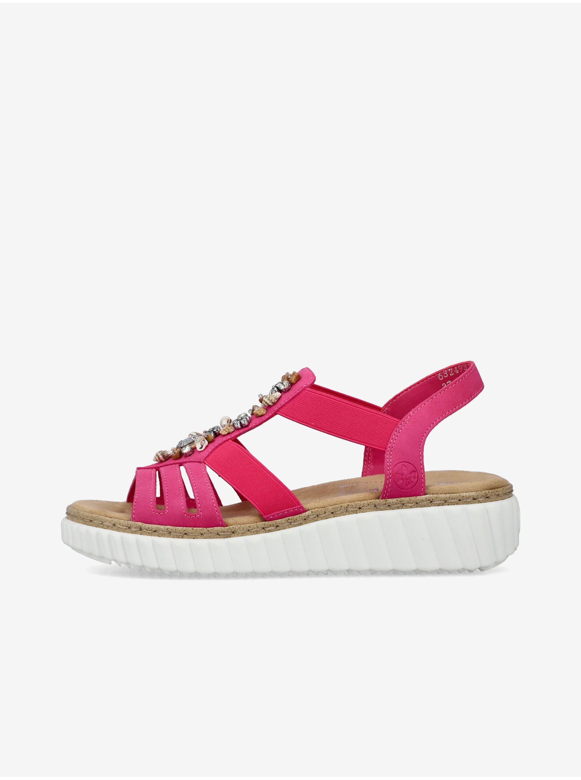 Lacno Tmavo ružové dámske sandálky Rieker