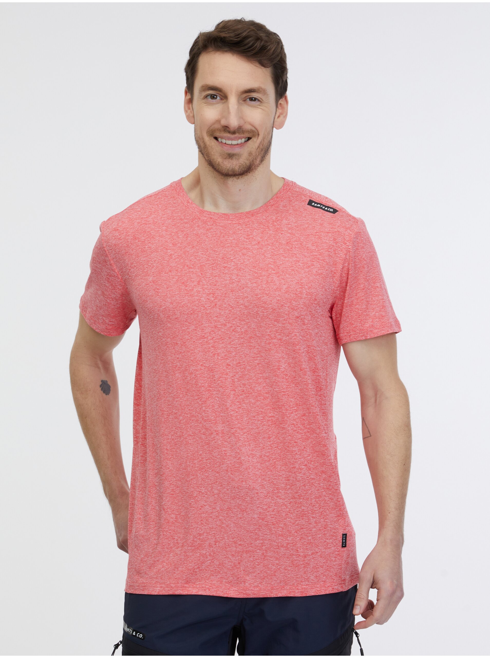 E-shop Korálové pánské žíhané tričko SAM 73 Fortunato