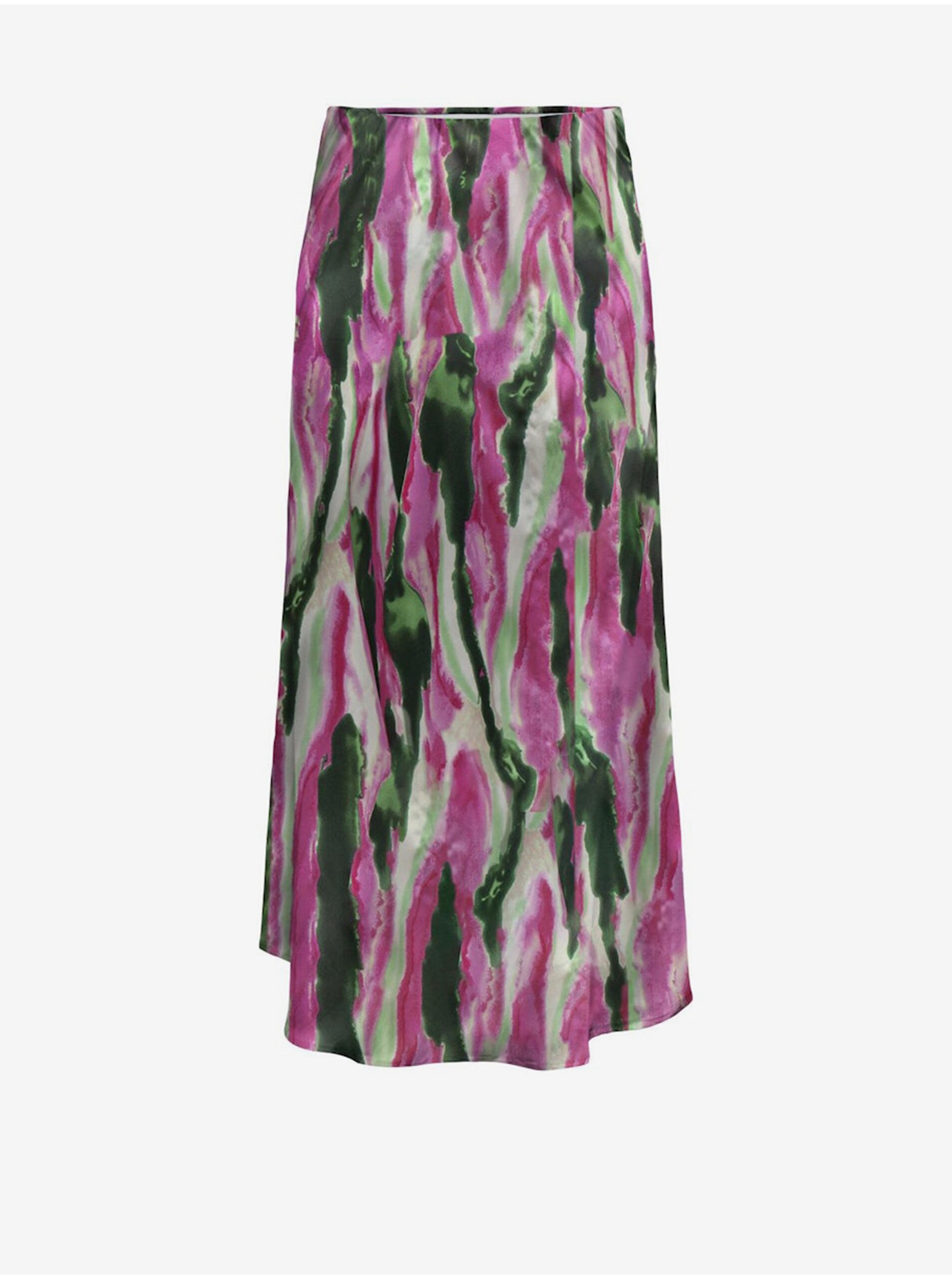 Levně Zeleno-růžová dámská saténová maxi sukně ONLY Nathalie