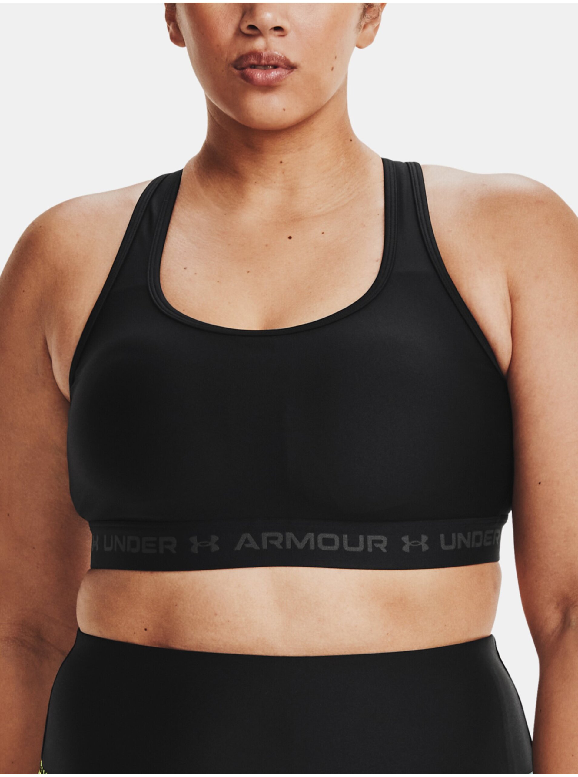 Lacno Čierna dámska športová podprsenka Under Armour UA Crossback Mid Bra