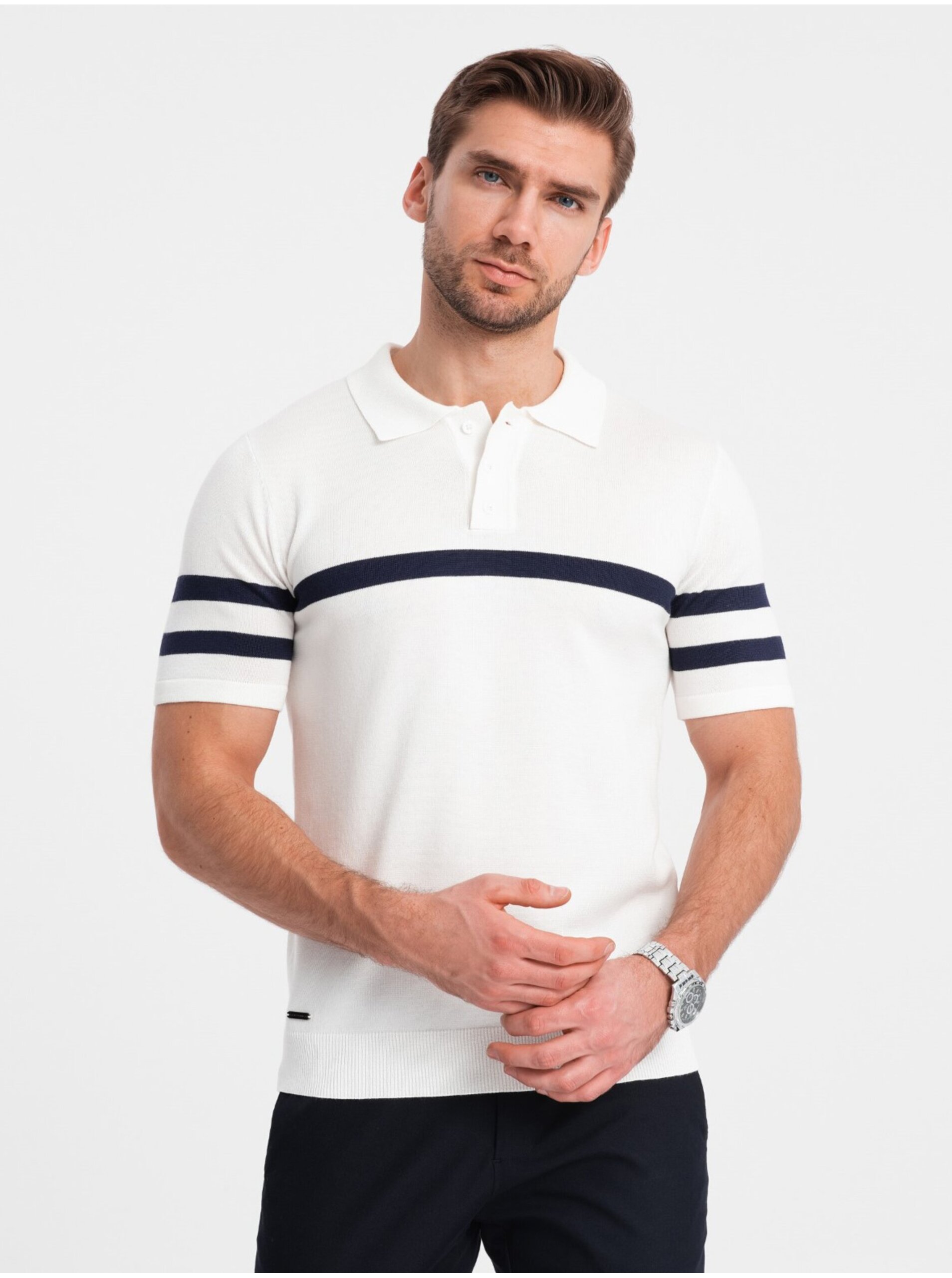 E-shop Bílá pánská polokošile Ombre Clothing