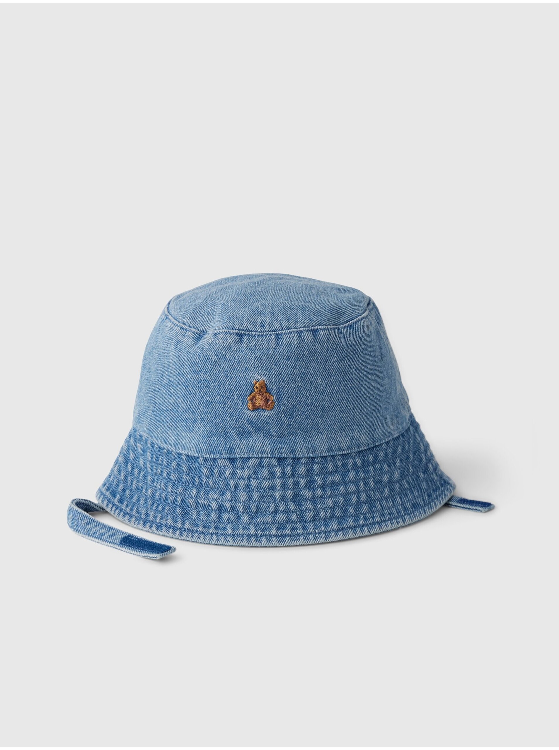 Levně Modrý dětský džínový klobouk s výšivkou GAP
