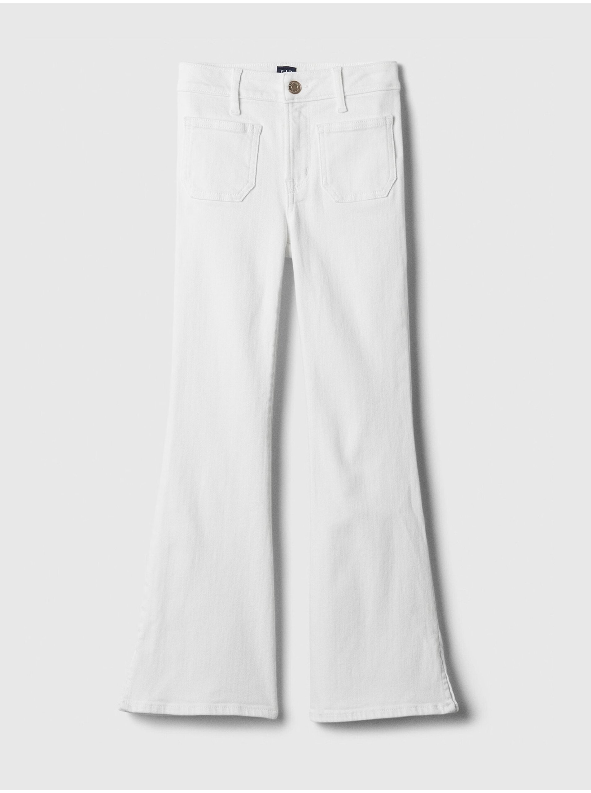 E-shop Biele dievčenskú flared fit džínsy GAP