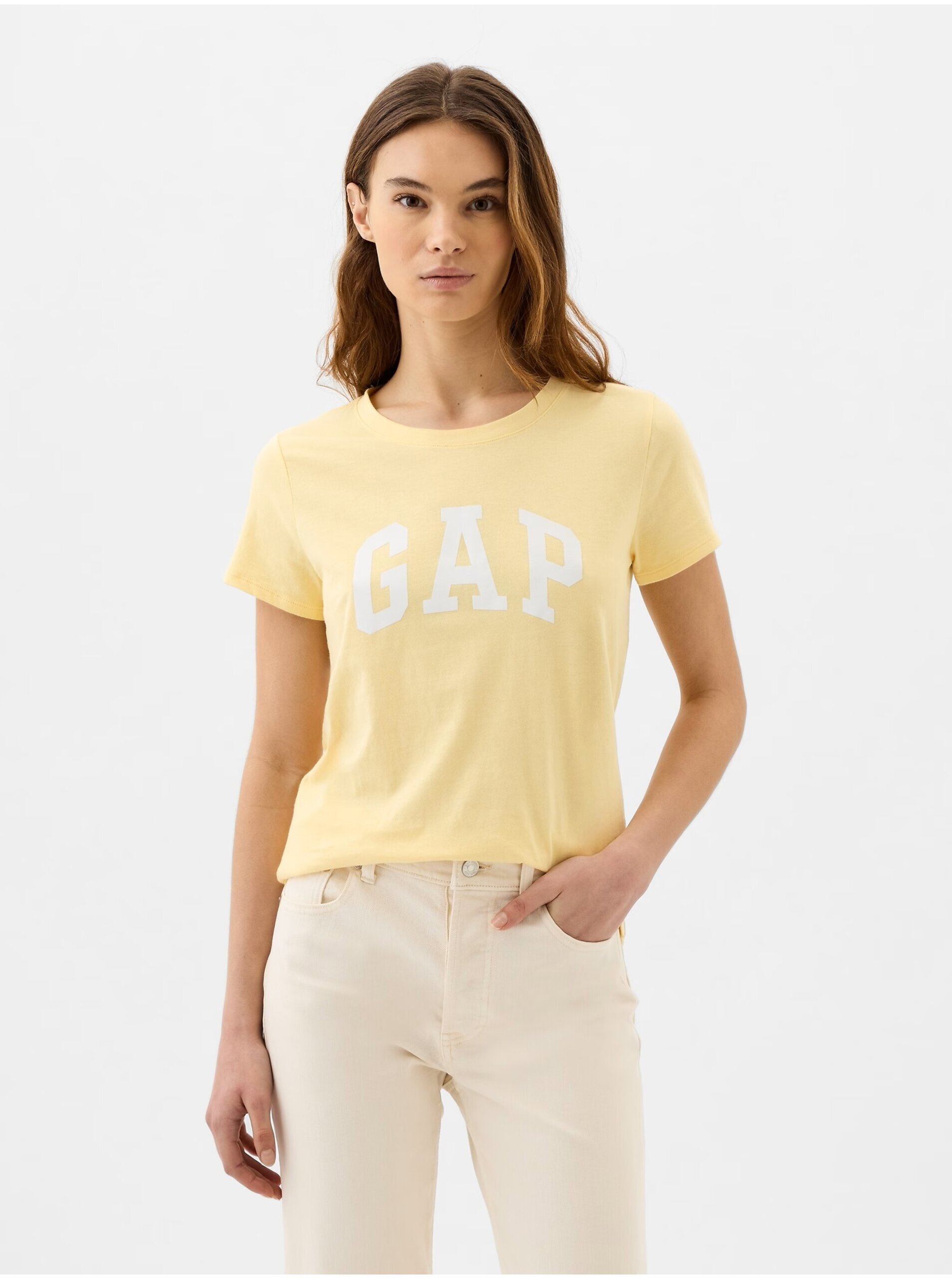 Levně Žluté dámské tričko GAP