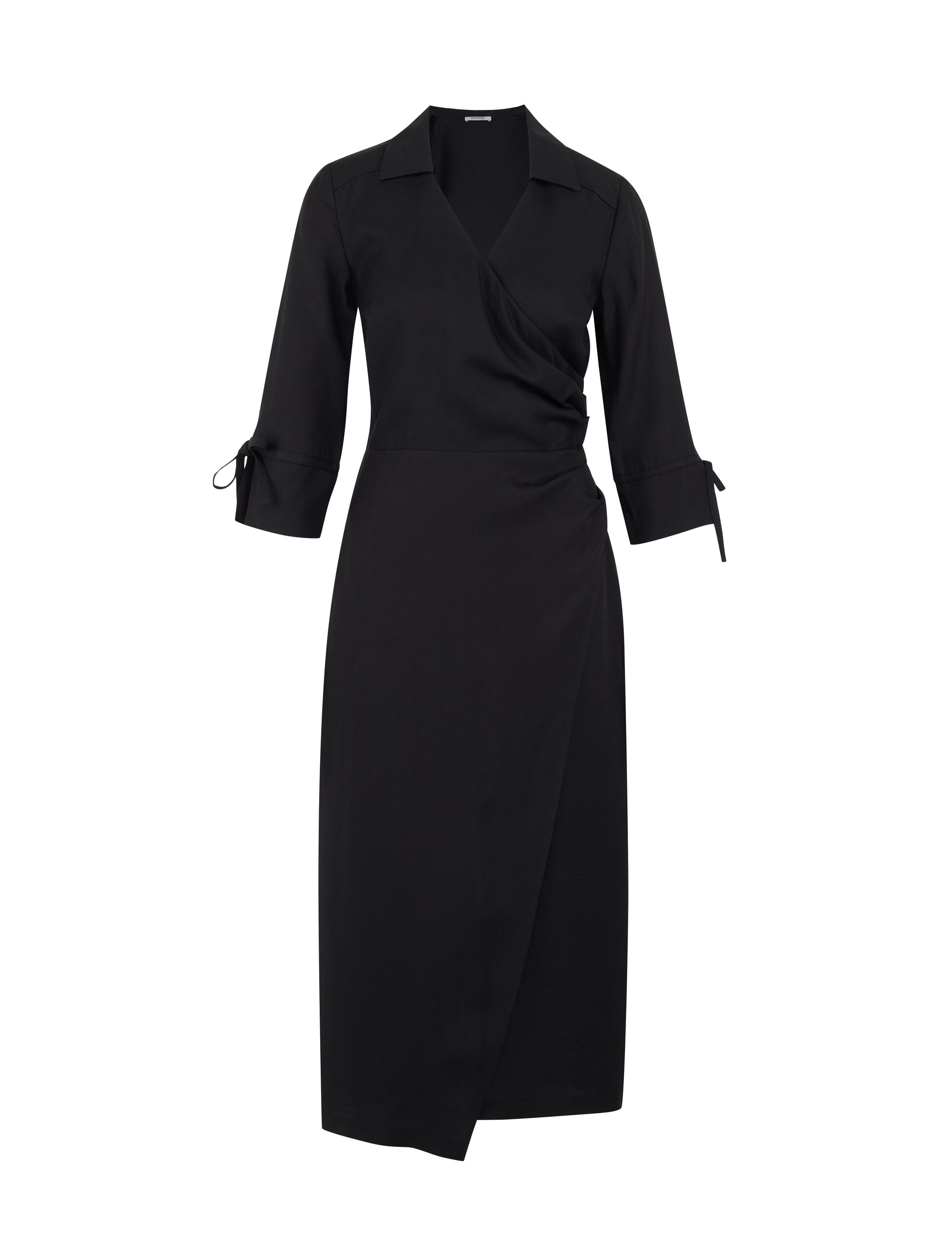 Levně Černé dámské zavinovací šaty s příměsí lnu ORSAY