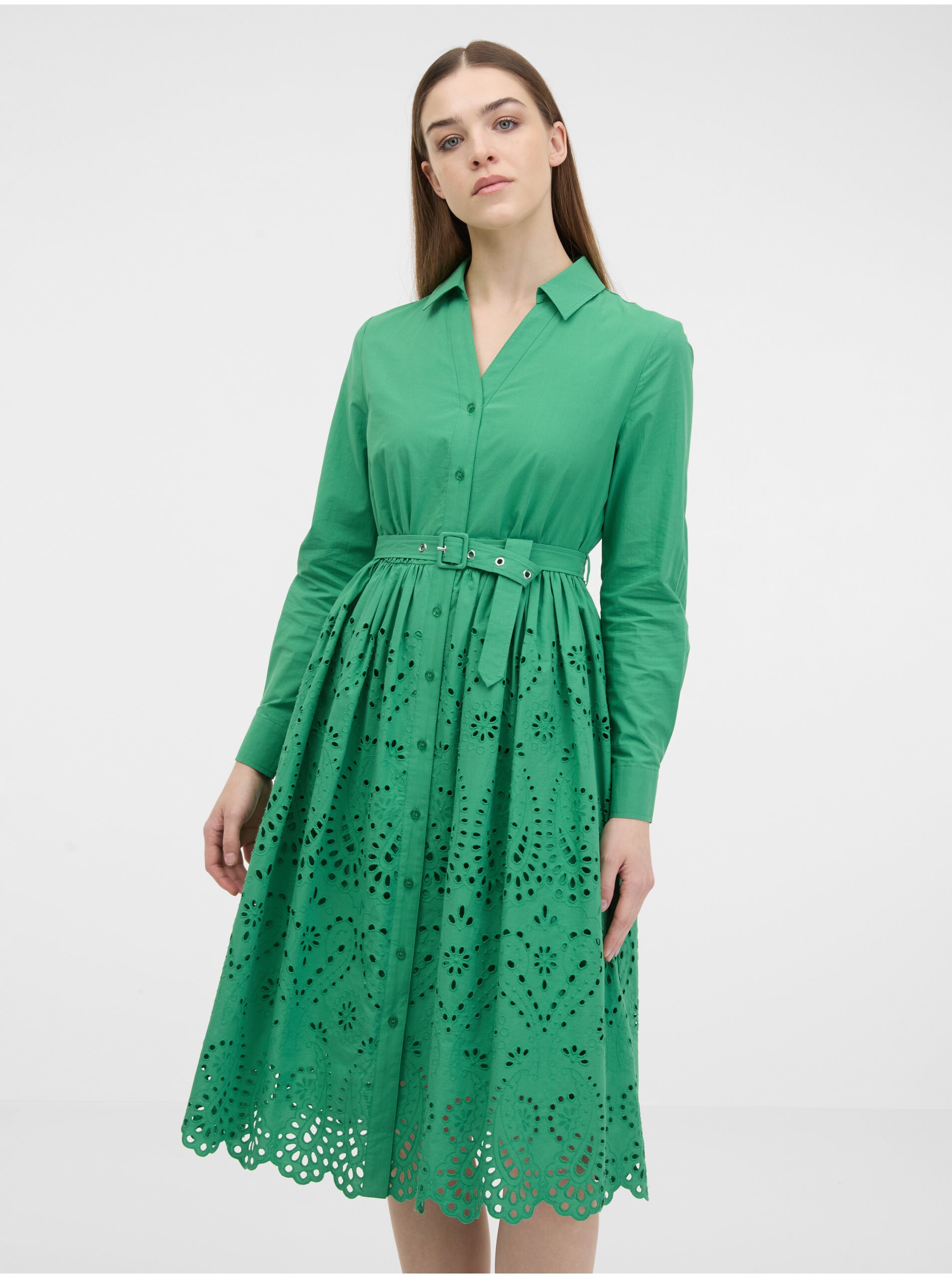 E-shop Zelené dámské košilové šaty ORSAY