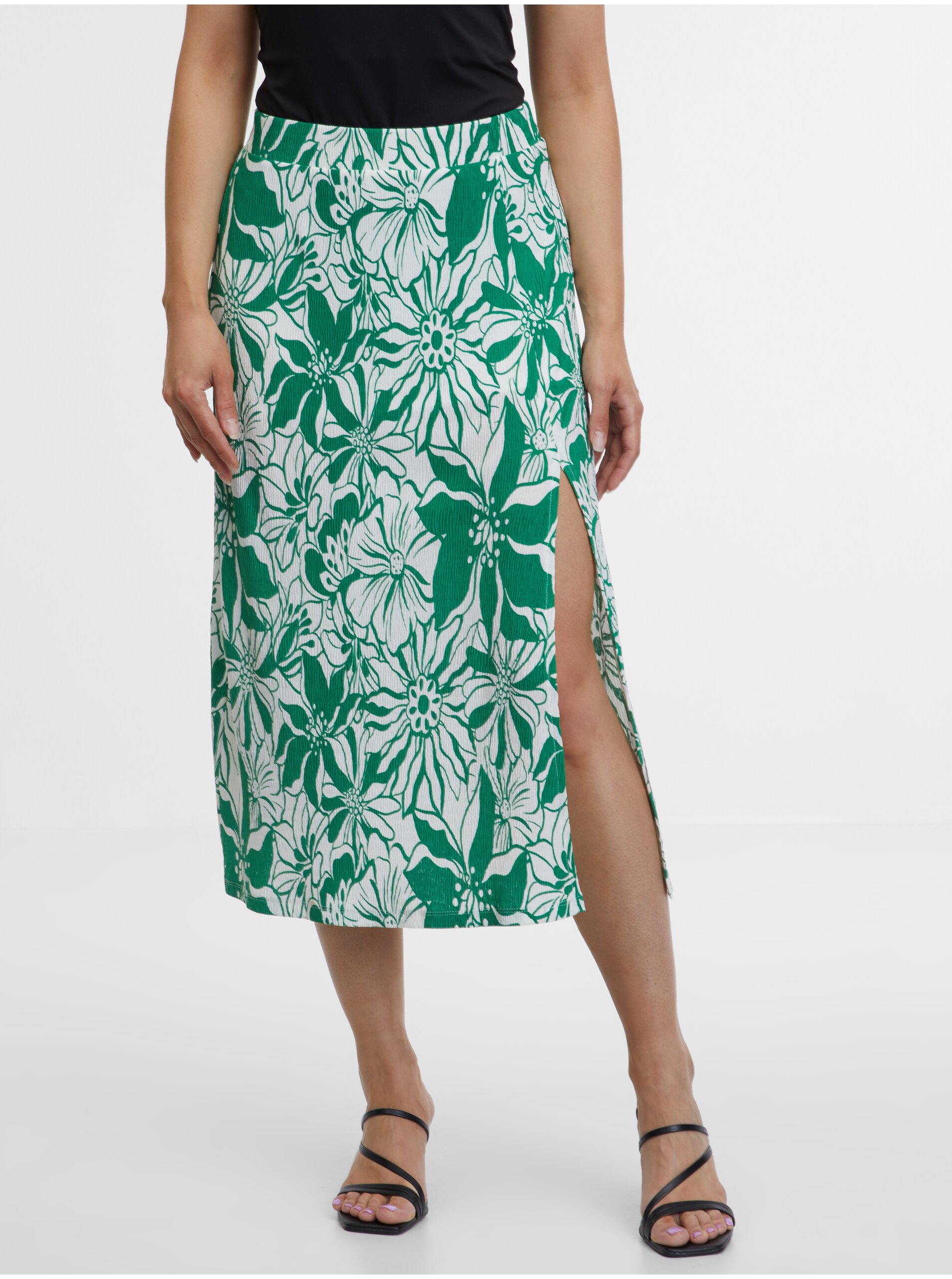 Levně Zelená dámská vzorovaná sukně ORSAY
