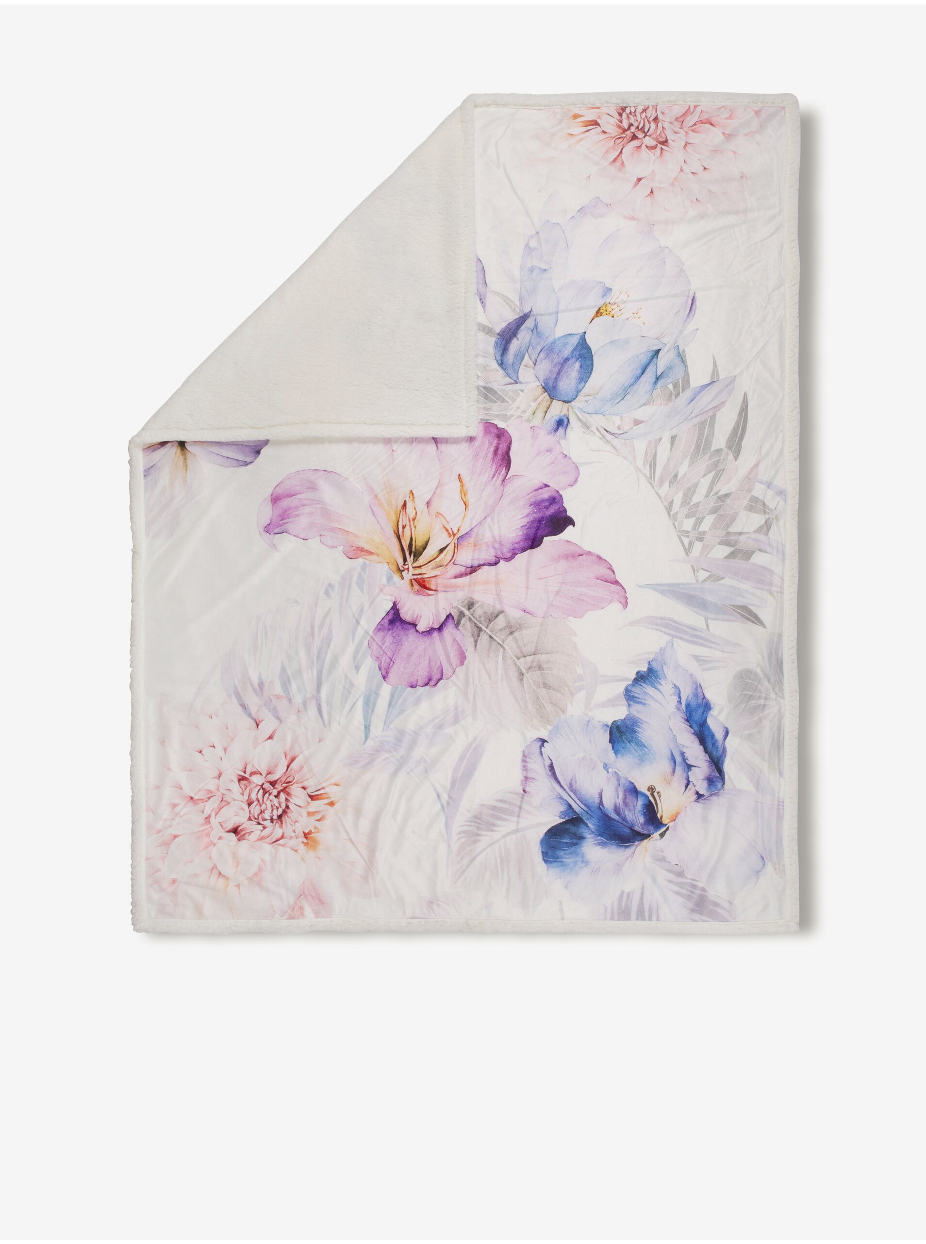 E-shop Biely kvetovaný pléd Descanso 130 x 160 cm