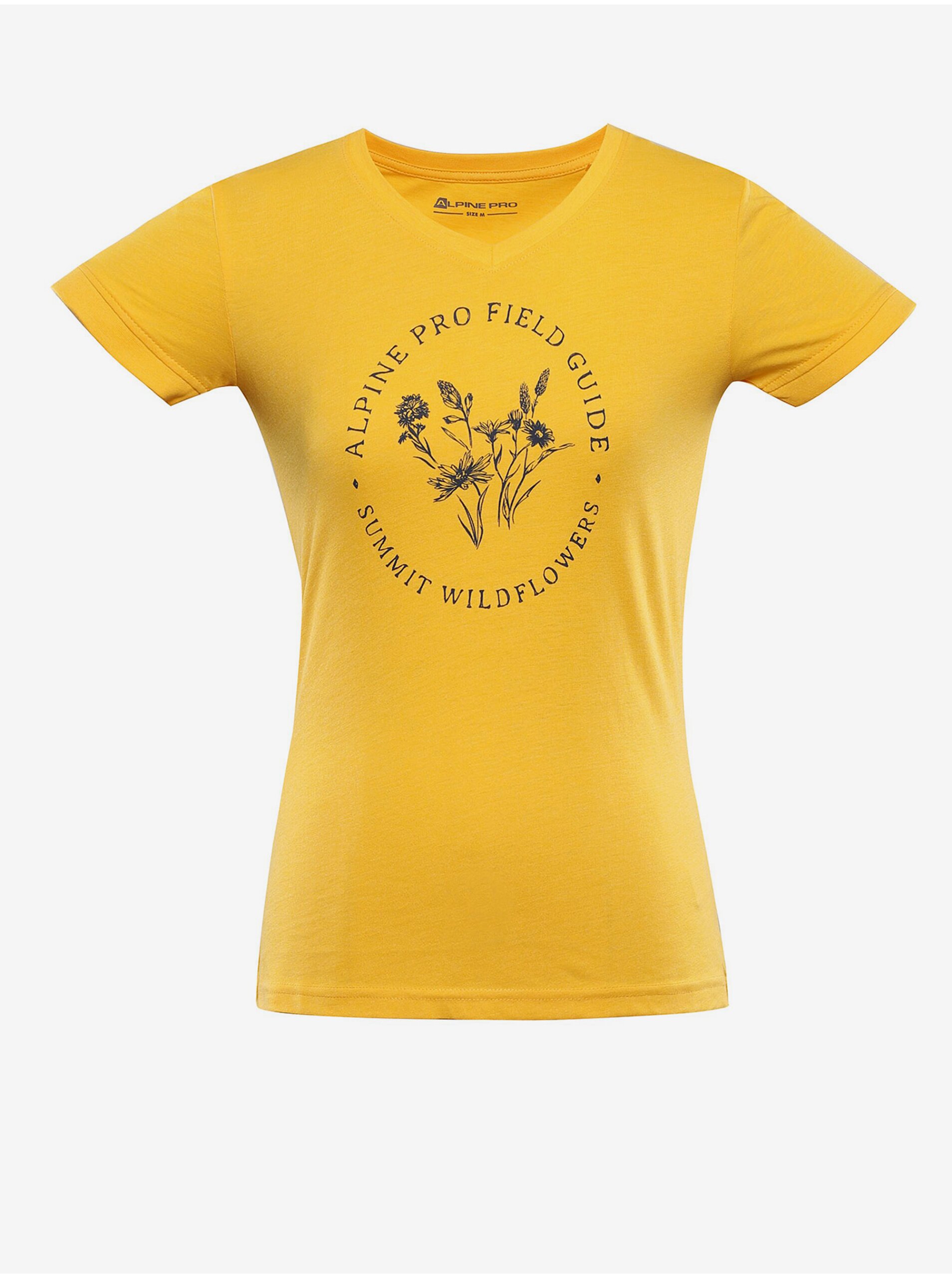 Levně Žluté dámské rychleschnoucí tričko ALPINE PRO NEGA