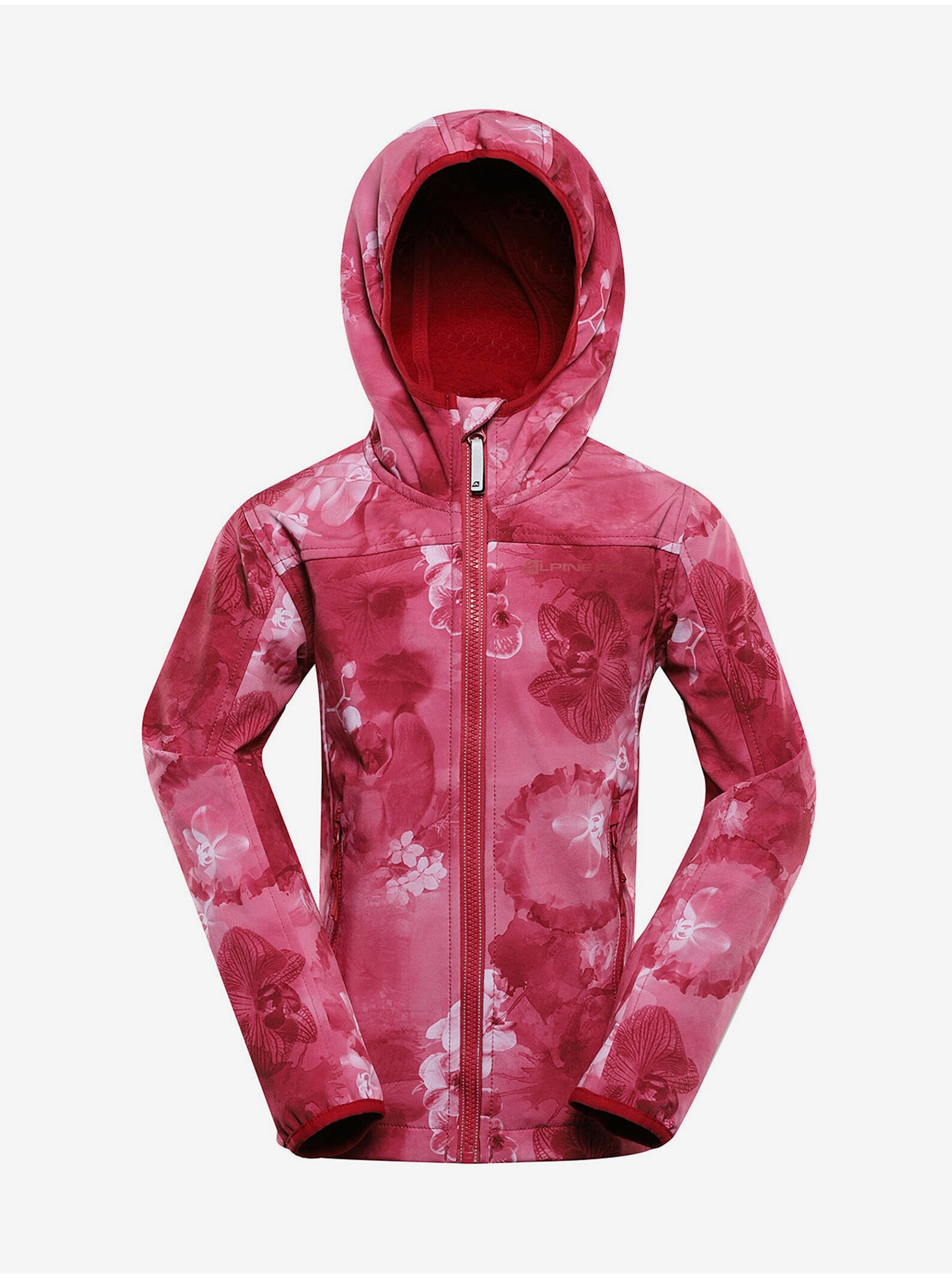 E-shop Červená detská vzorovaná softshellová bunda ALPINE PRE HOORO