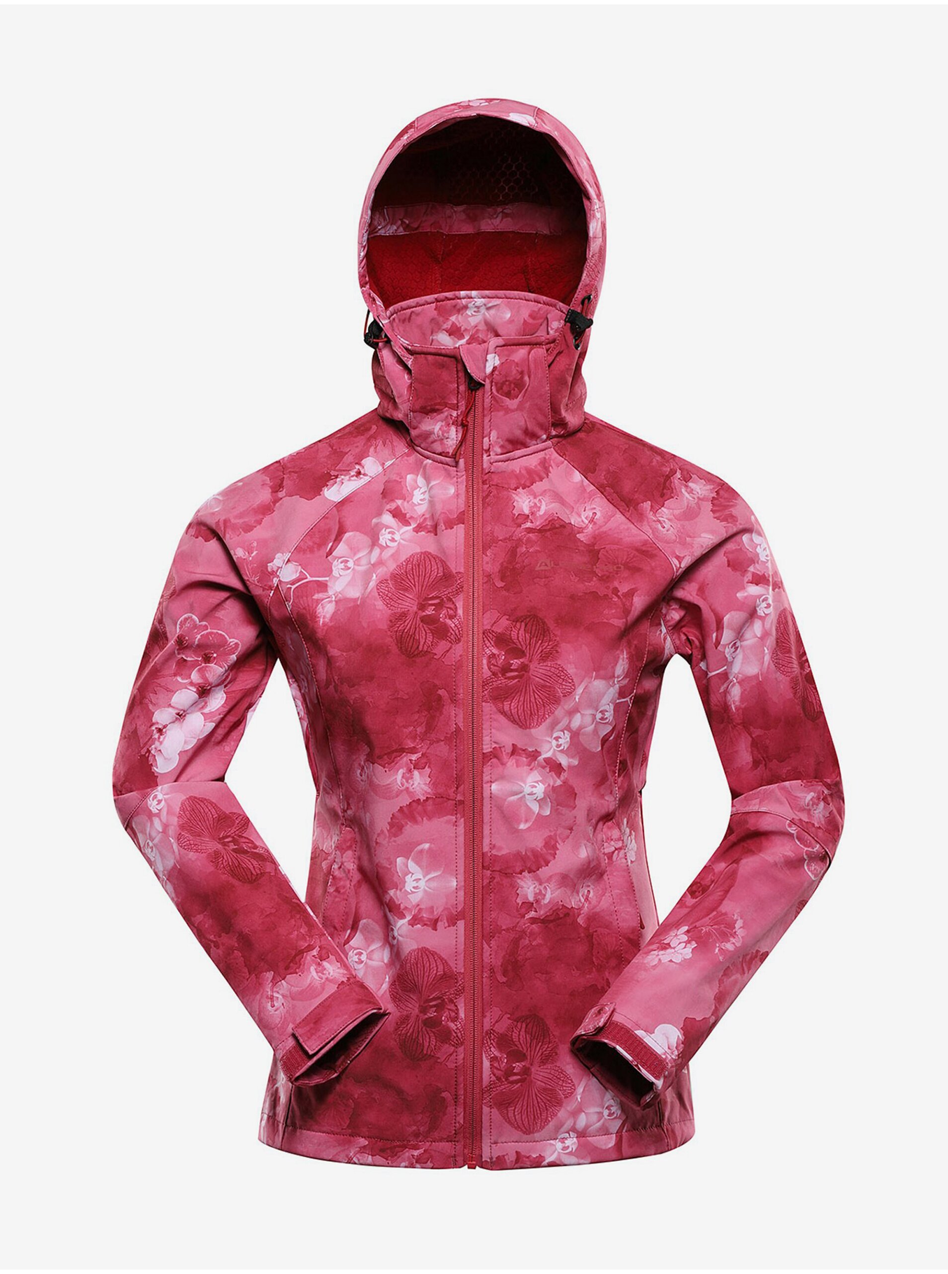 E-shop Červená dámská vzorovaná softshellová bunda ALPINE PRO HOORA