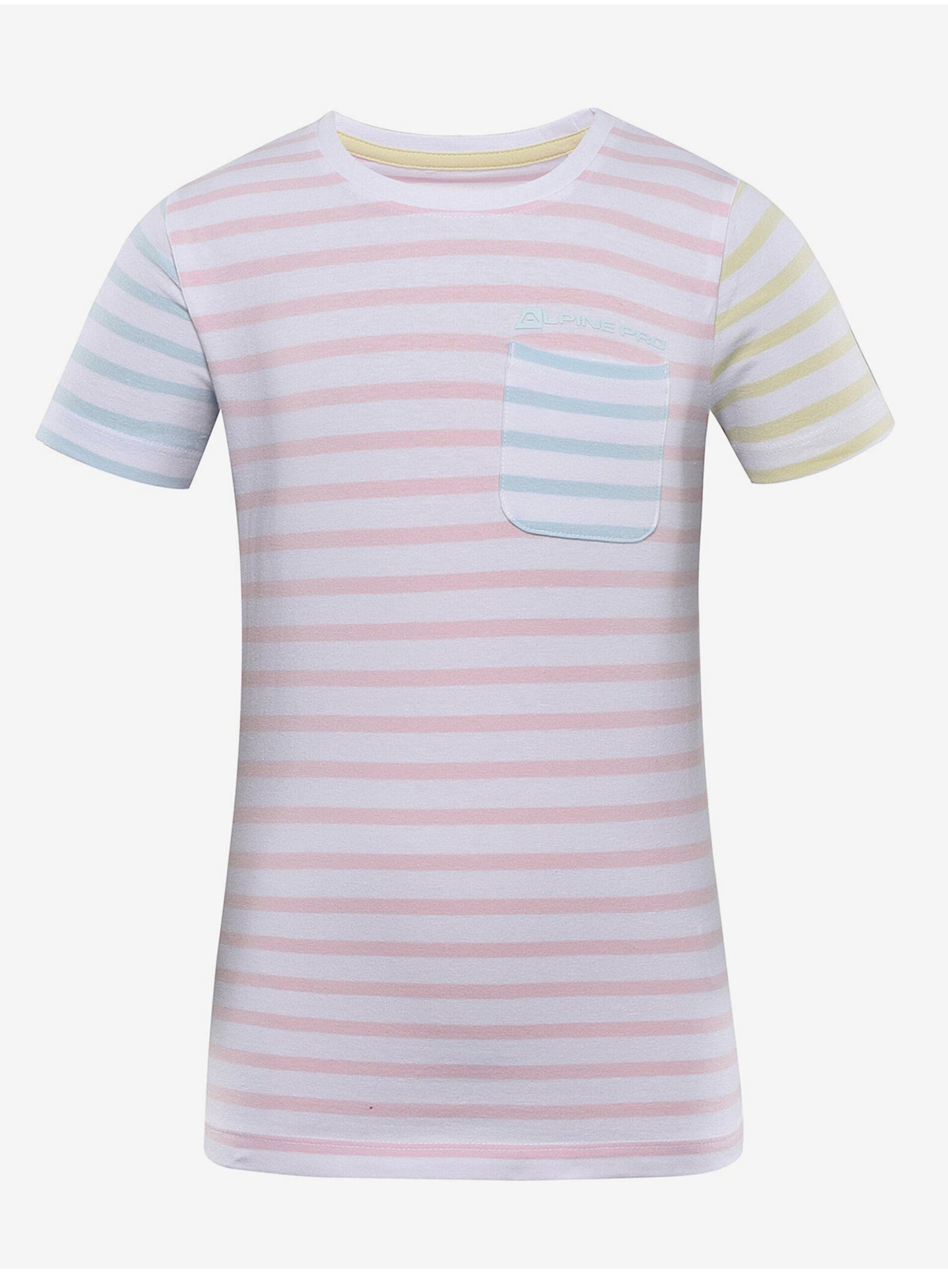 Lacno Ružovo-biele detské pruhované tričko ALPINE PRO BOATERO