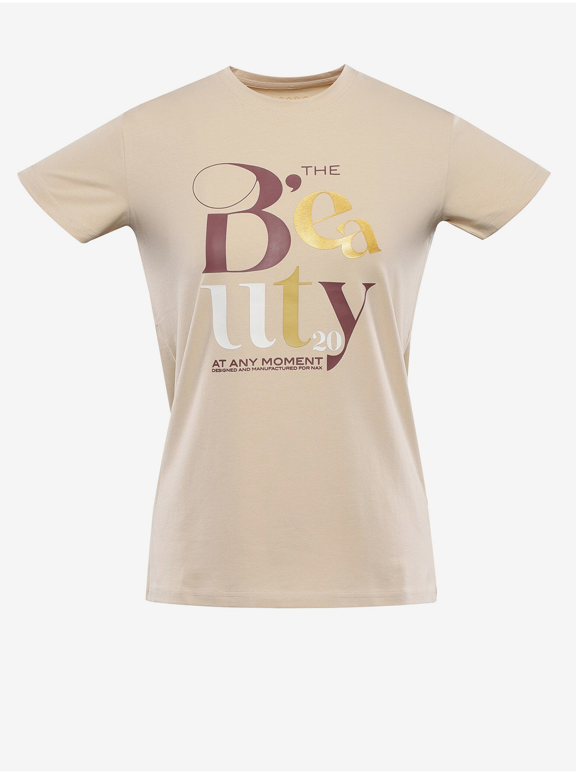E-shop Béžové dámské tričko NAX NERGA