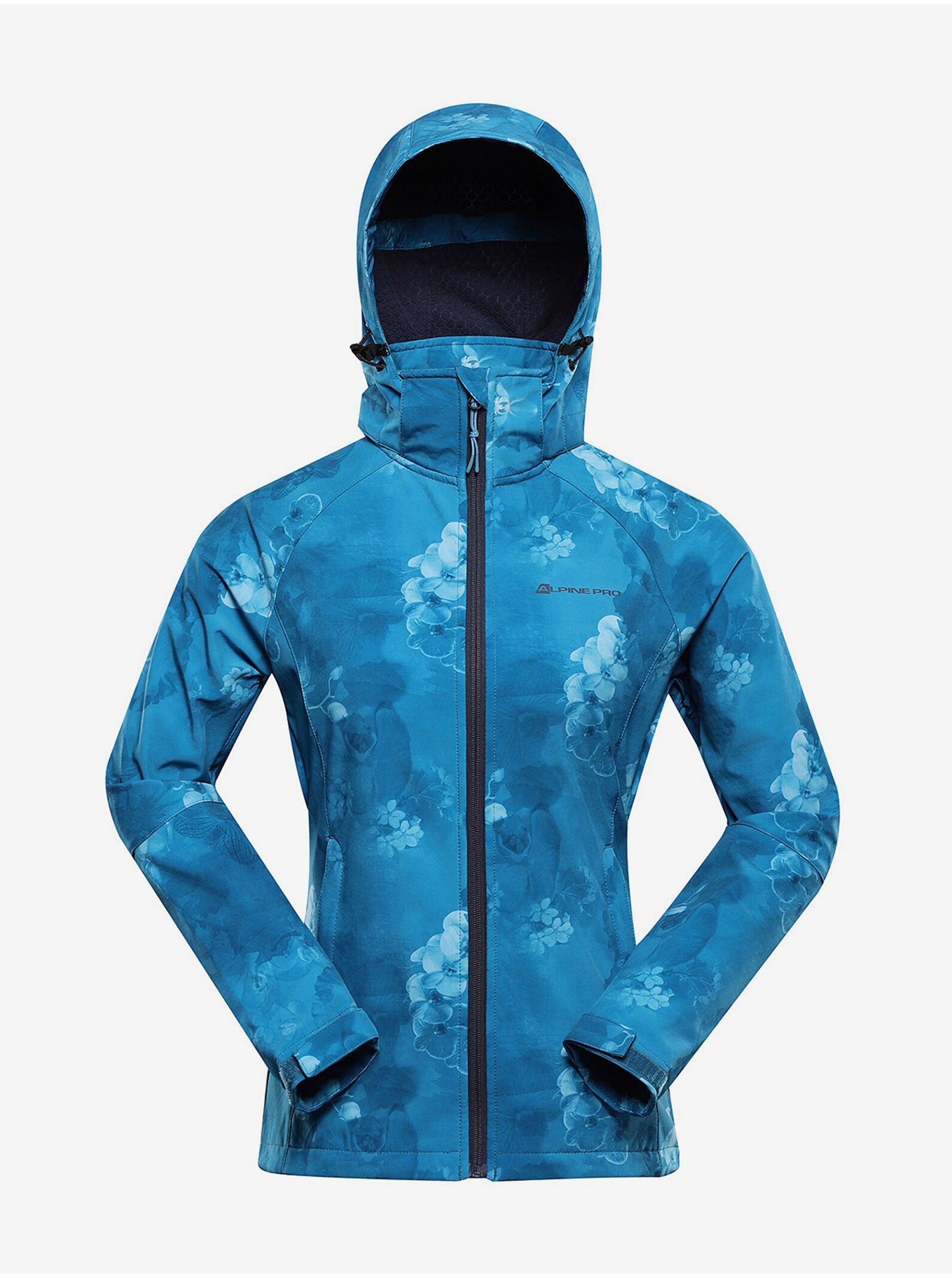 E-shop Modrá dámská vzorovaná softshellová bunda ALPINE PRO HOORA