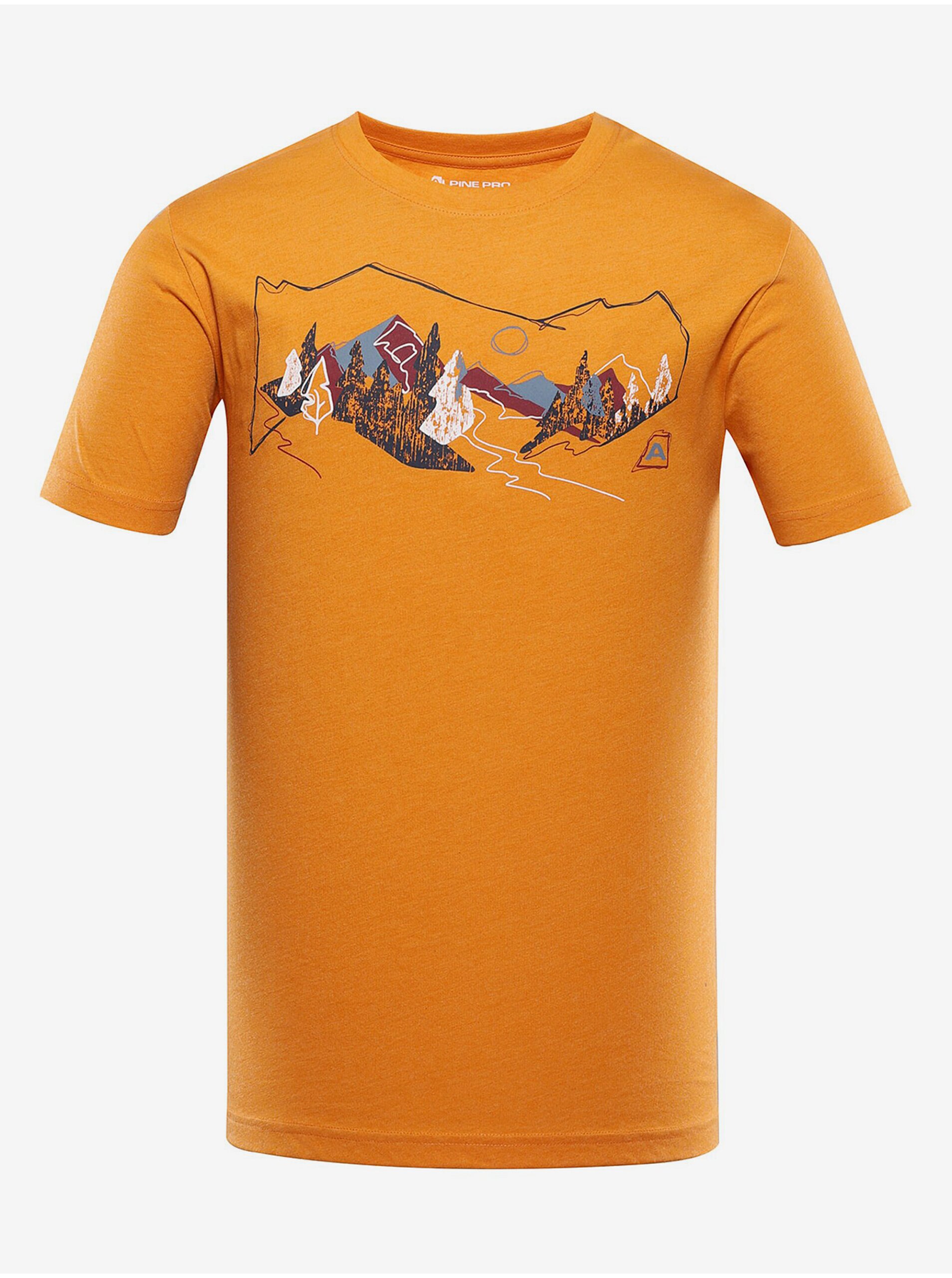 Lacno Oranžové pánske rýchloschnúce žíhané tričko ALPINE PRO Bolen