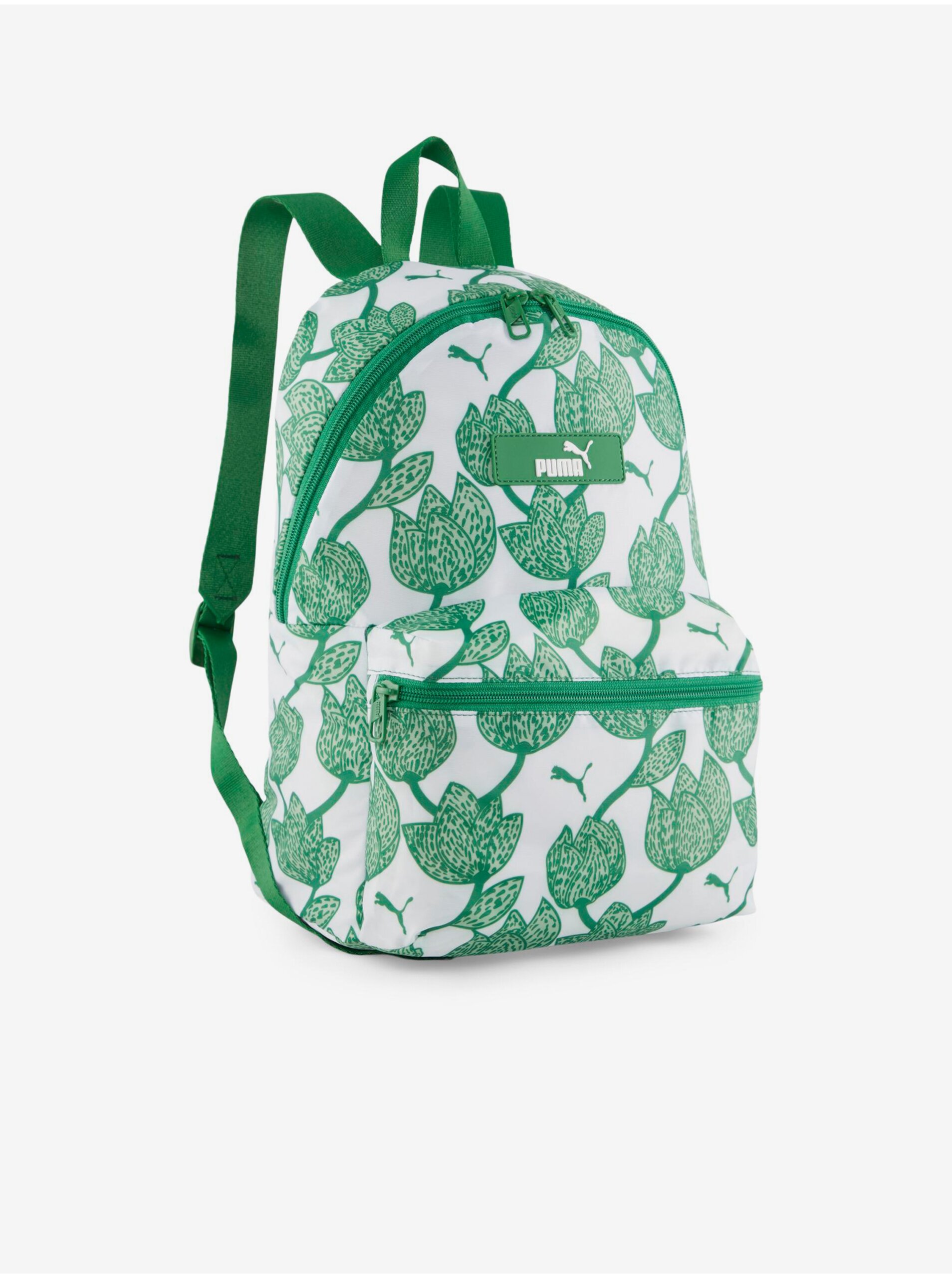 Lacno Bielo-zelený dámsky vzorovaný batoh Puma Core Pop Backpack