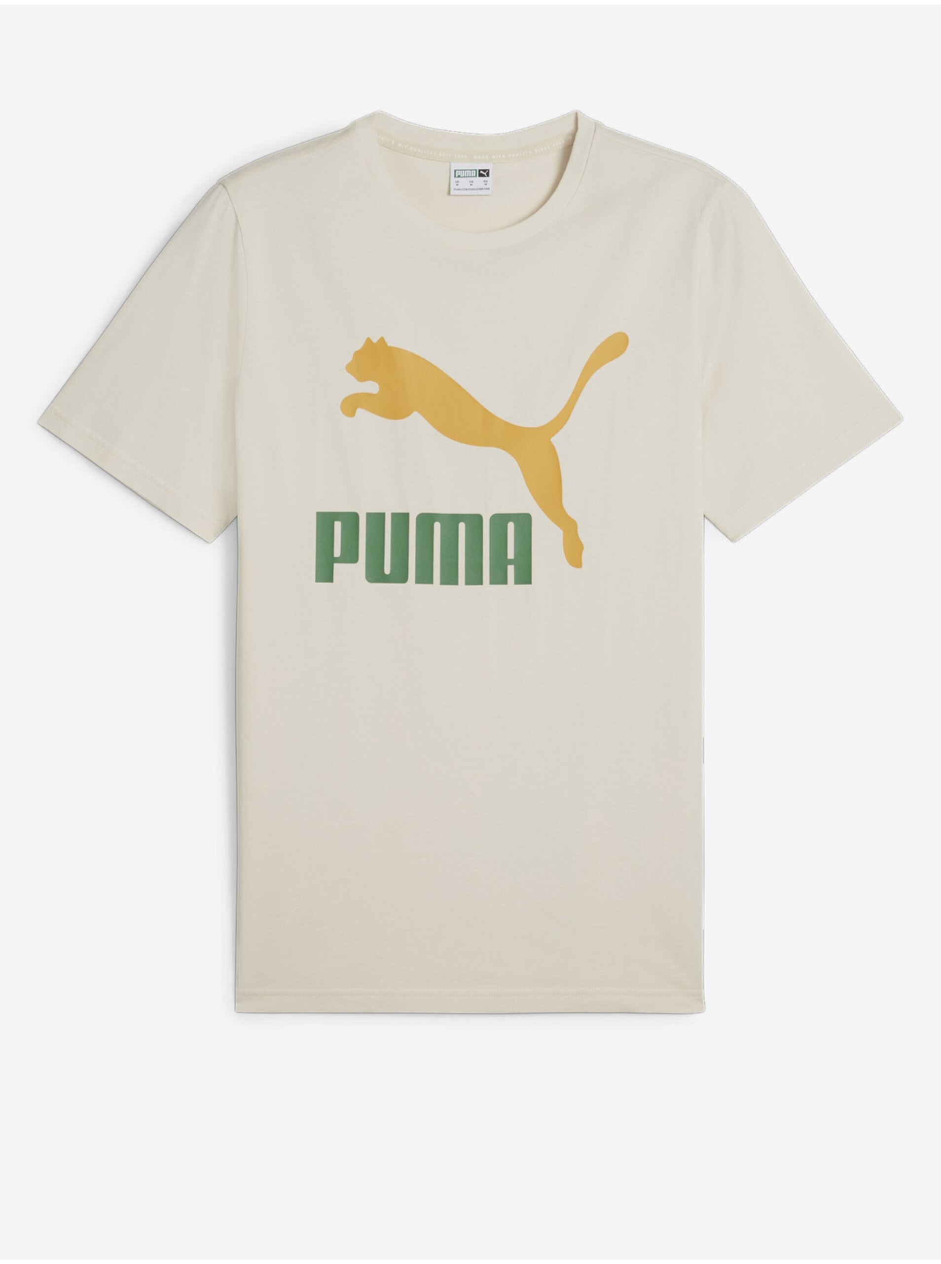 Levně Krémové pánské tričko Puma Classics Logo Tee