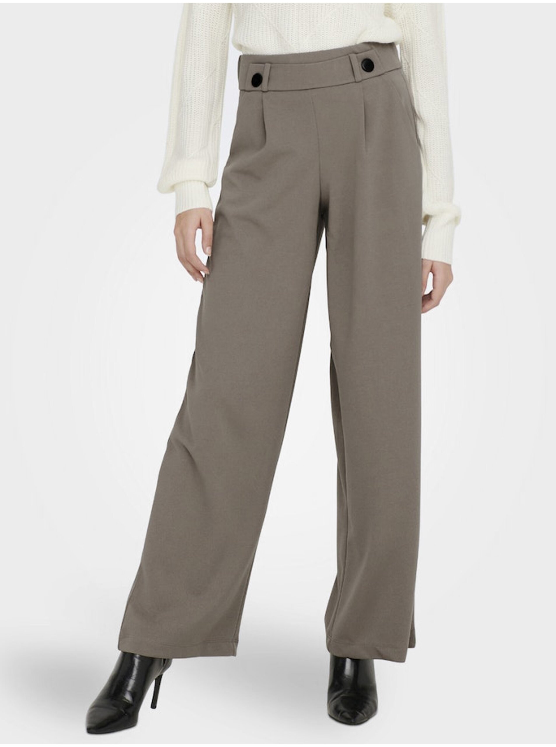 E-shop Hnědé dámské široké kalhoty JDY Geggo