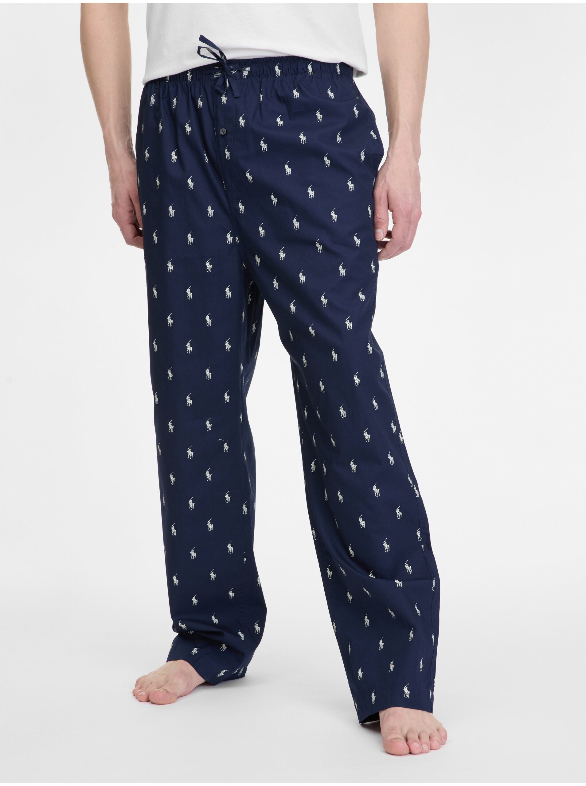 Levně Tmavě modré pánské vzorované pyžamové kalhoty Ralph Lauren
