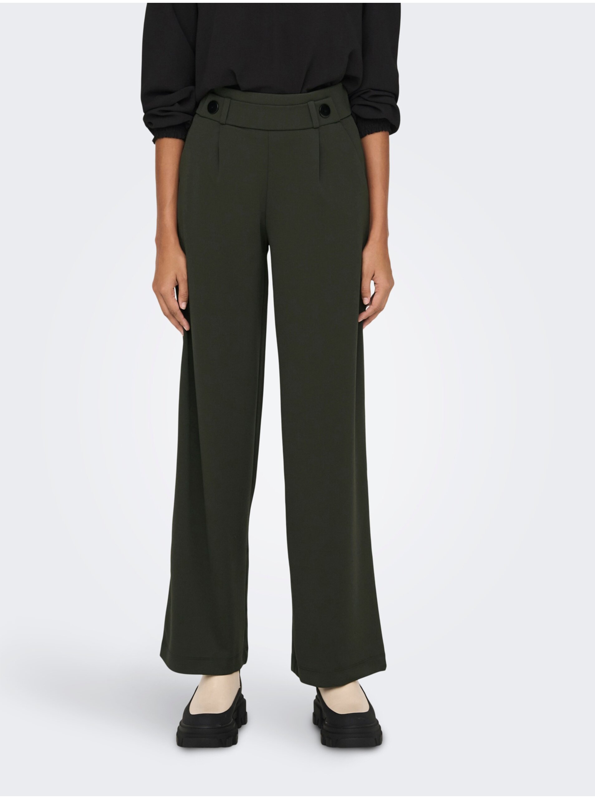 E-shop Khaki dámské široké kalhoty JDY Geggo
