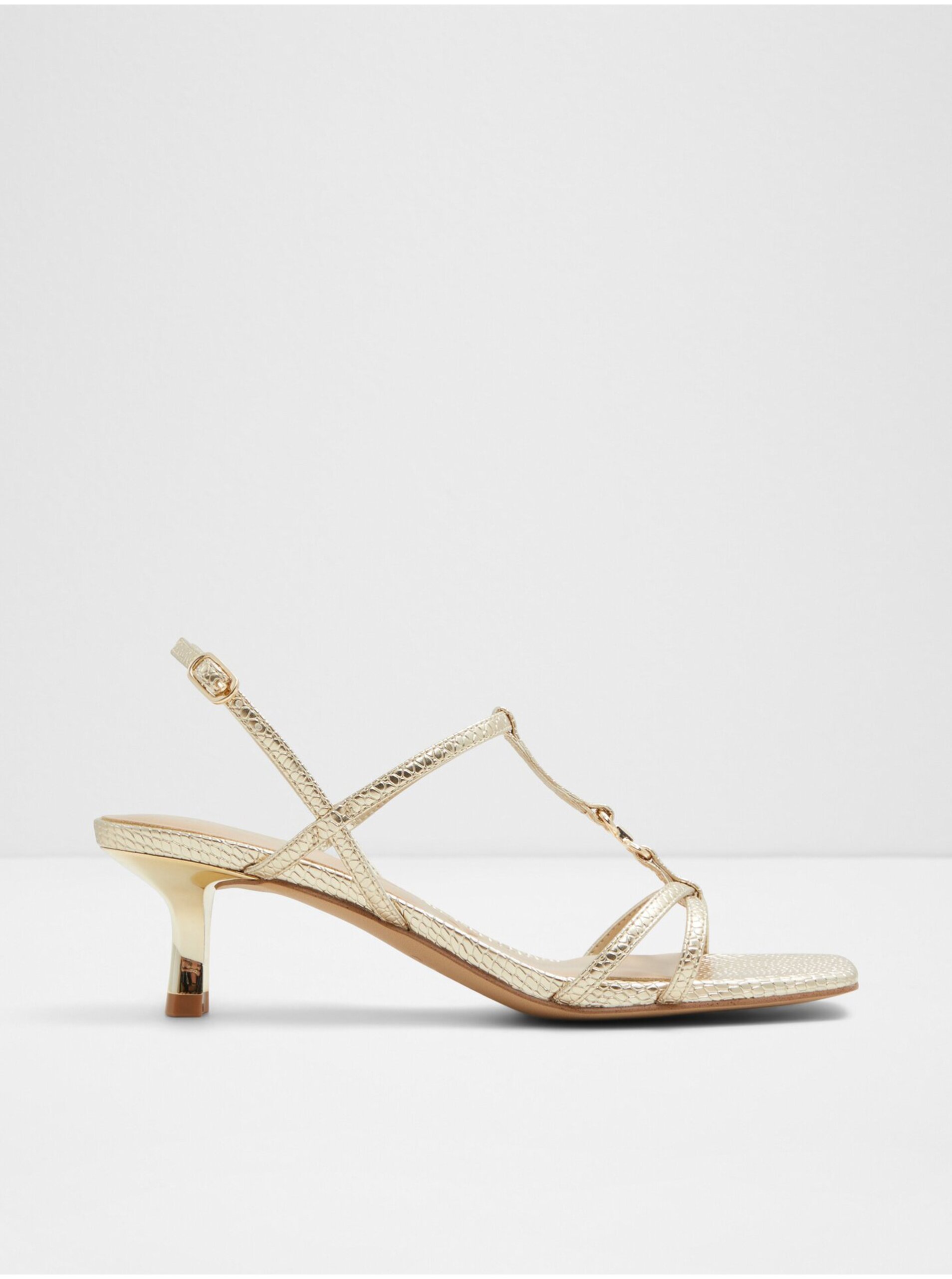 Lacno Dámske sandále na podpätku v zlatej farbe ALDO Josefina
