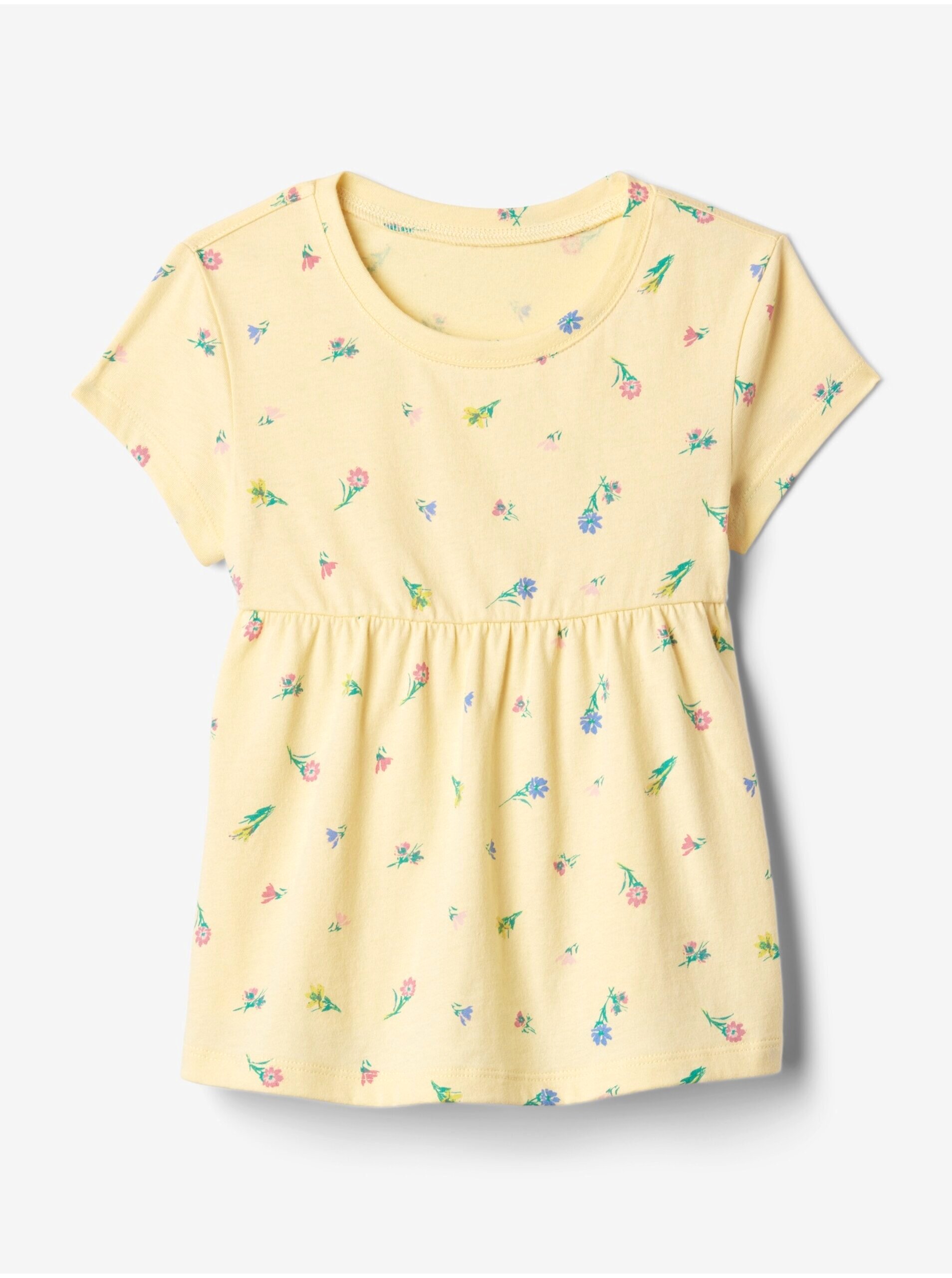 E-shop Žluté holčičí květované tričko GAP