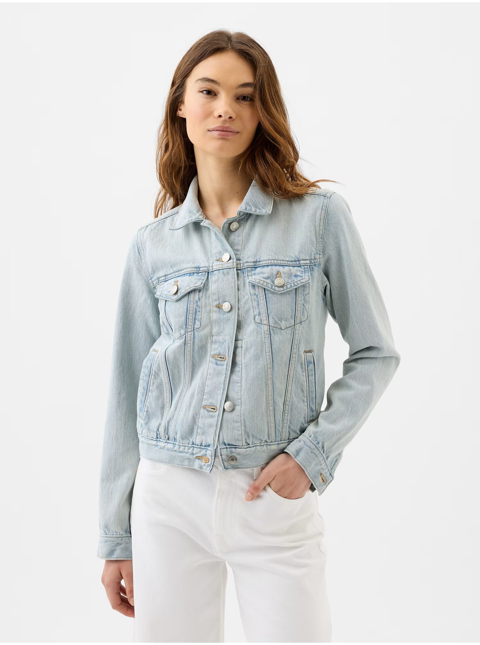 E-shop Světle modrá dámská džínová bunda GAP