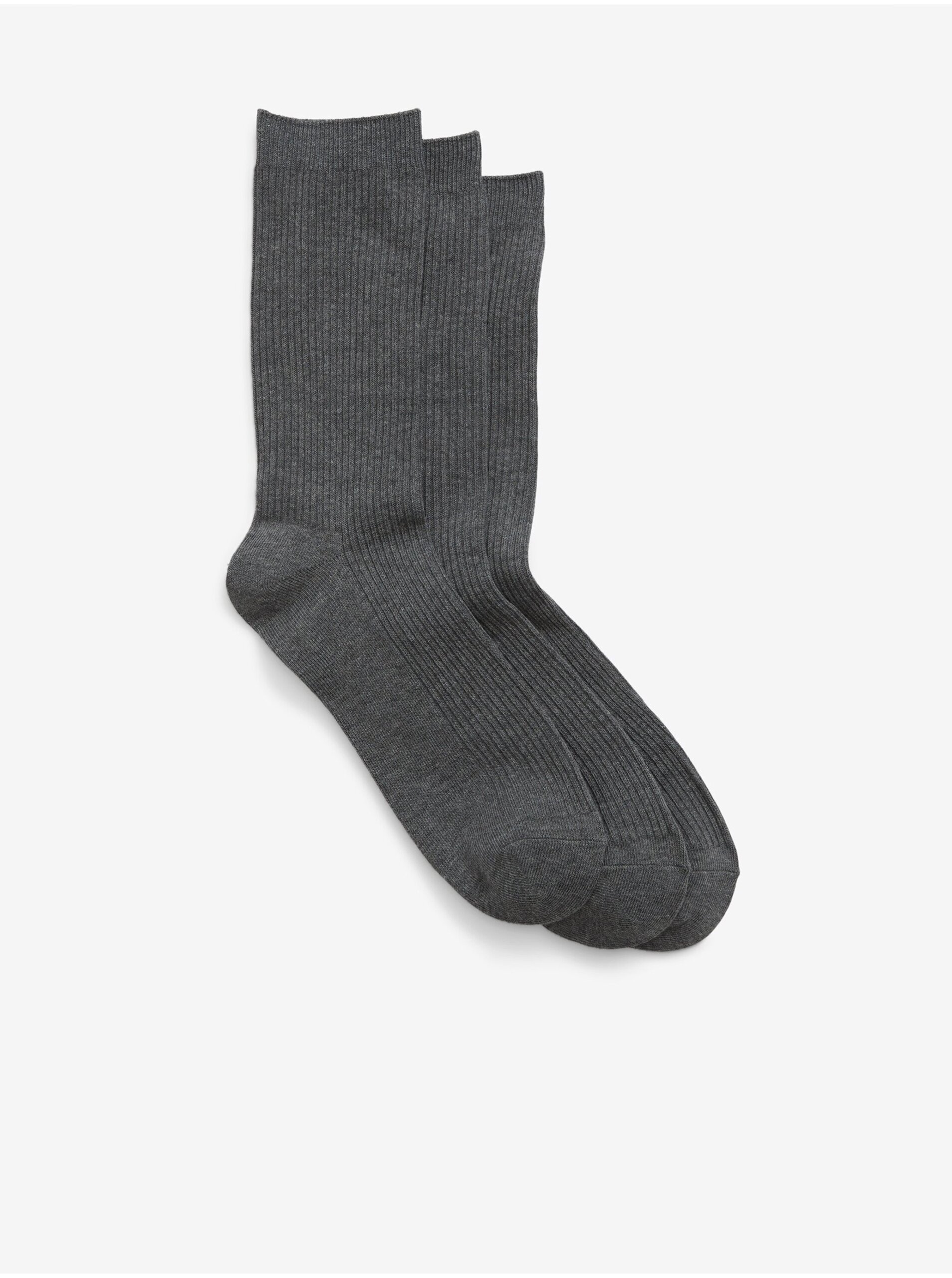 E-shop Sada tří párů pánských ponožek v tmavě šedé barvě GAP