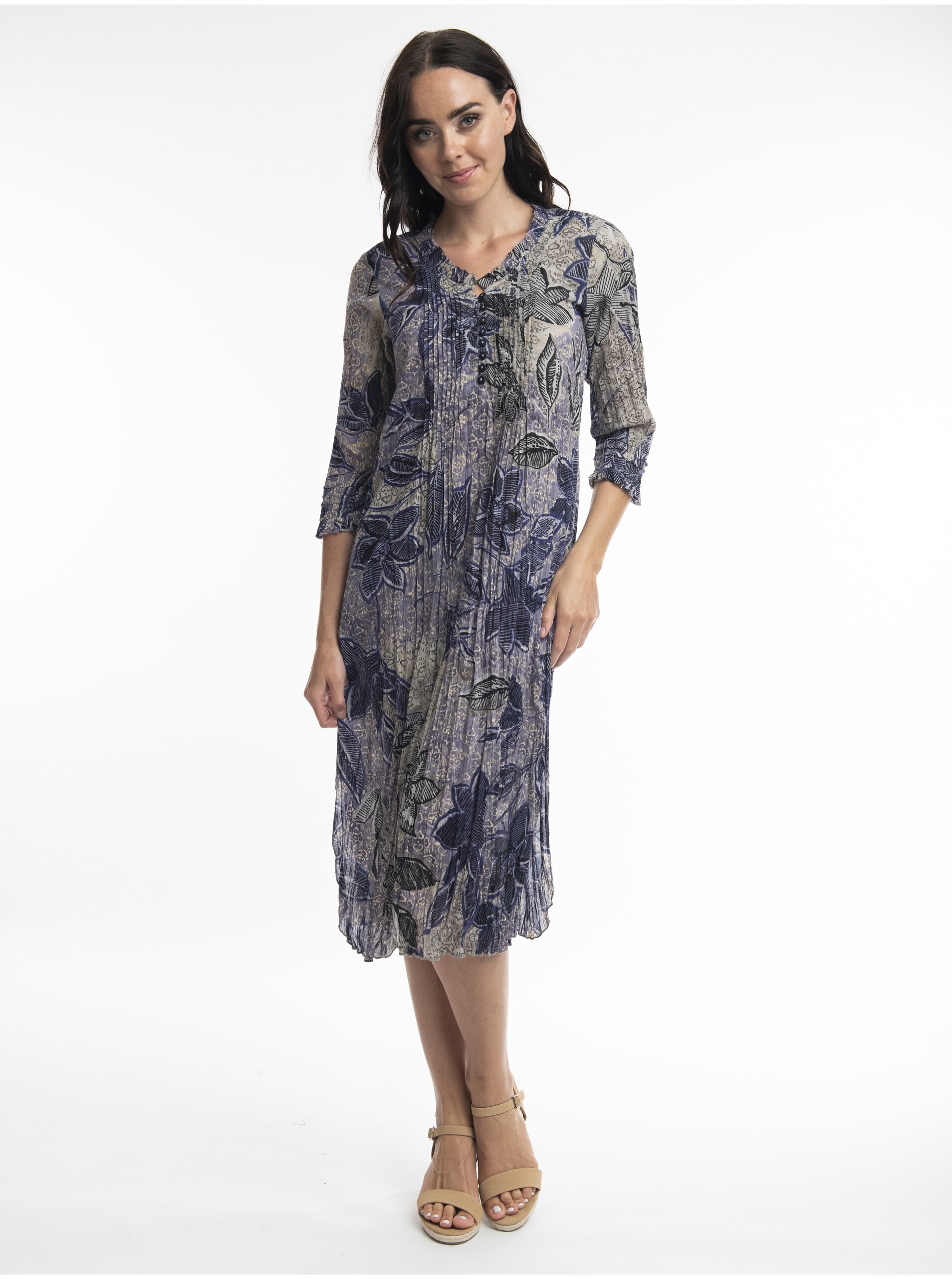 E-shop Fialové dámske kvetované šaty Orientique Mersin