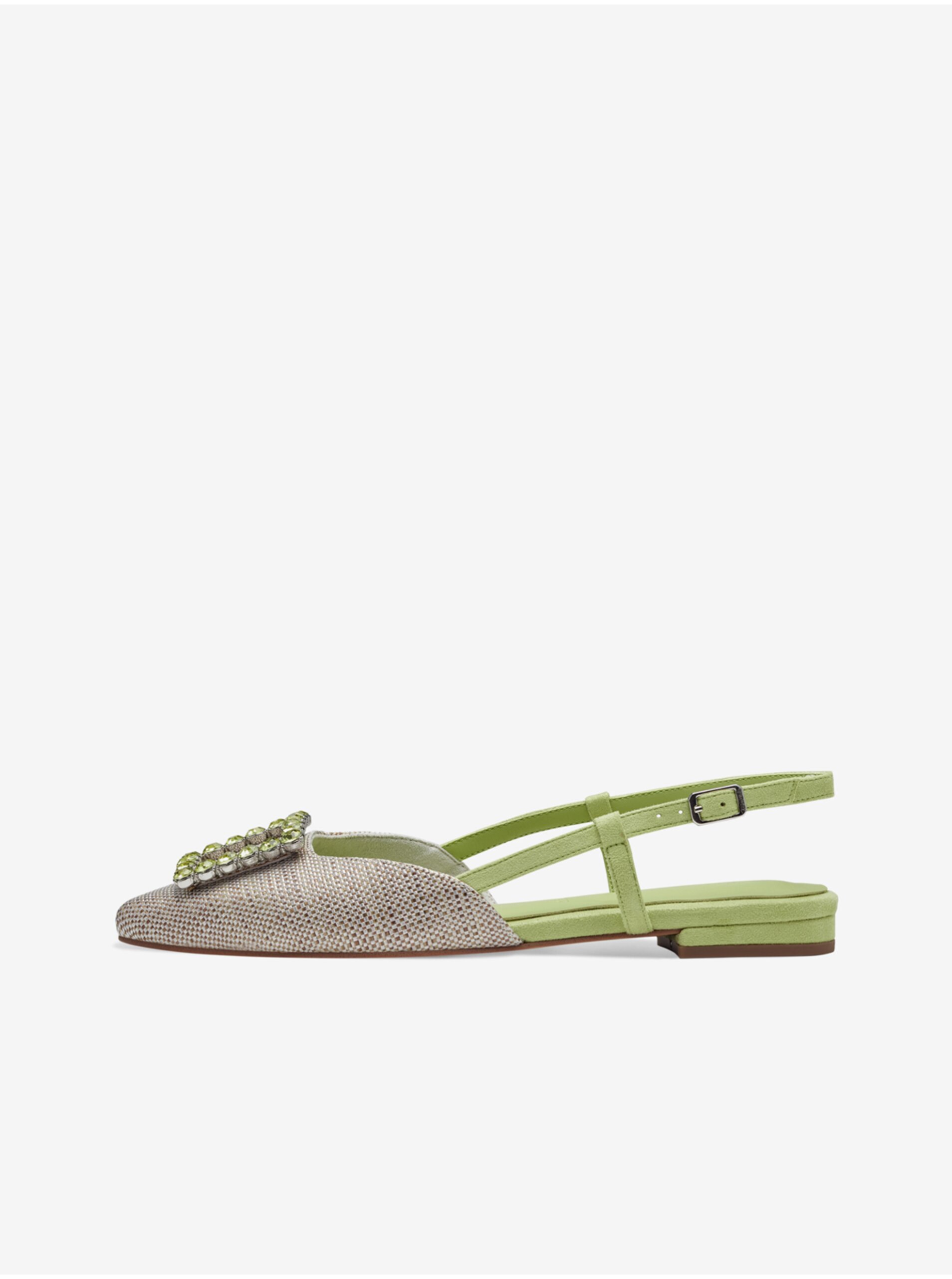Levně Zeleno-béžové dámské sandálky Tamaris