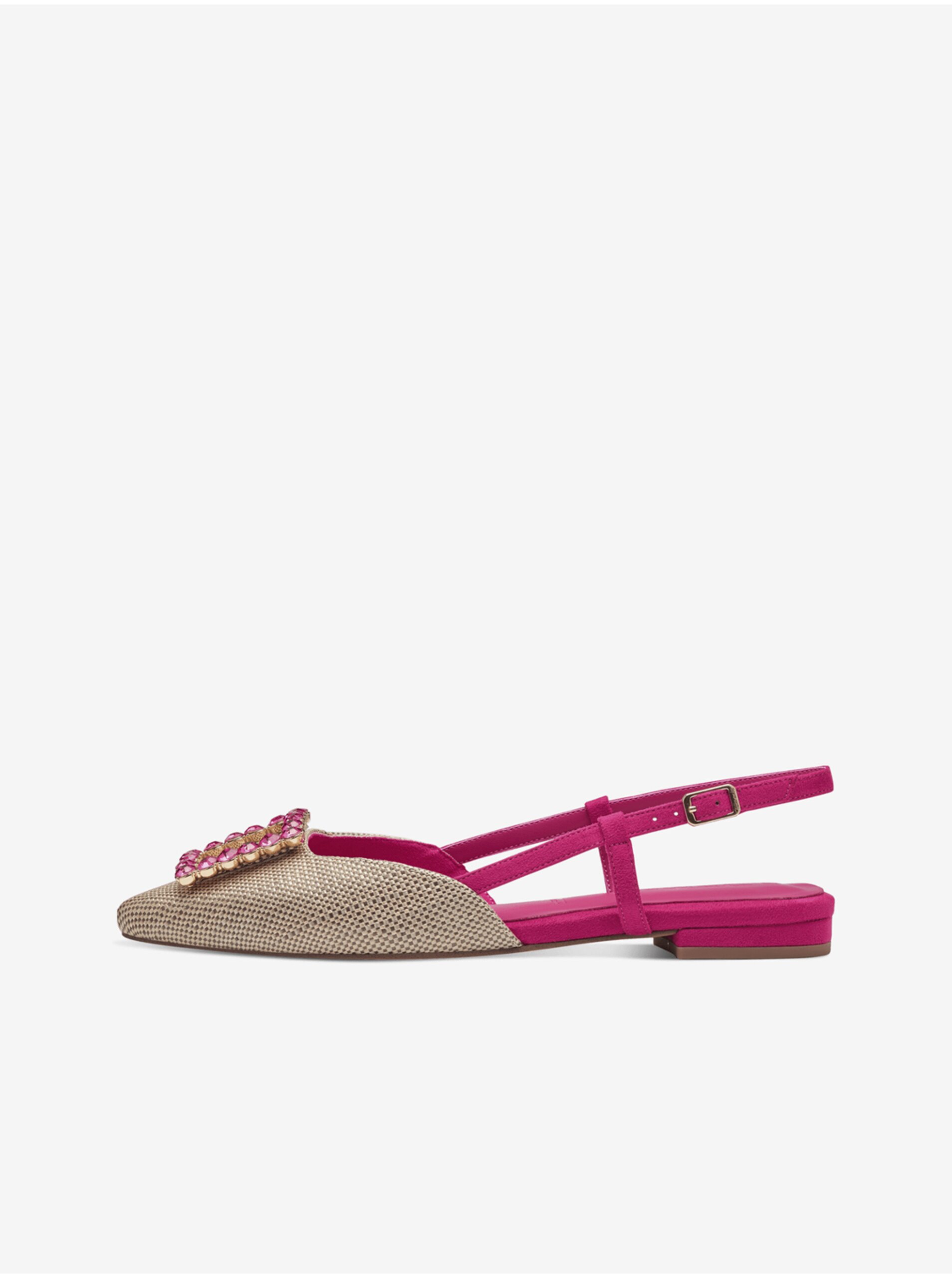 Lacno Ružovo-béžové dámske sandálky Tamaris