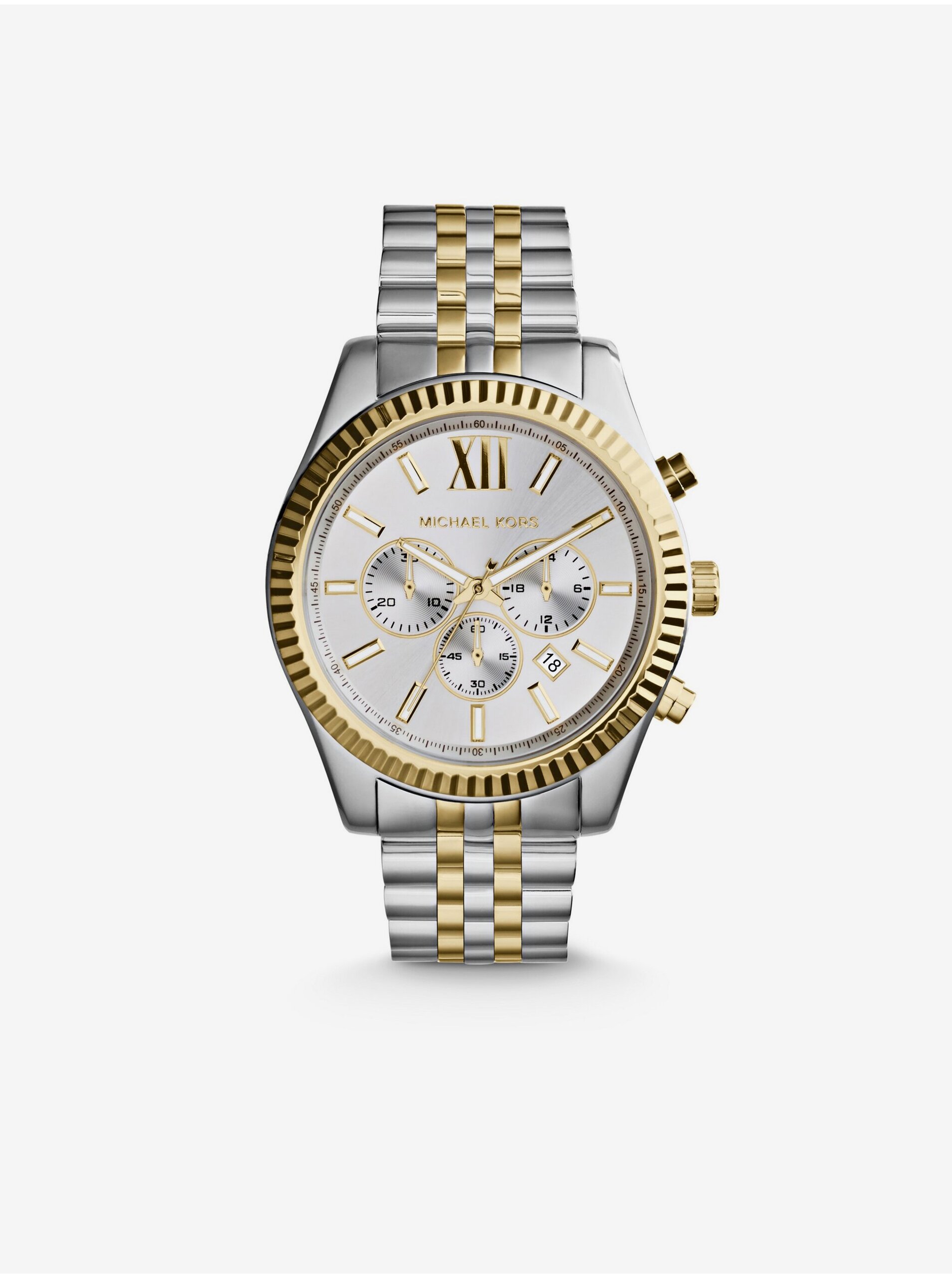 Levně Stříbrno zlaté unisex hodinky Michael Kors Lexington