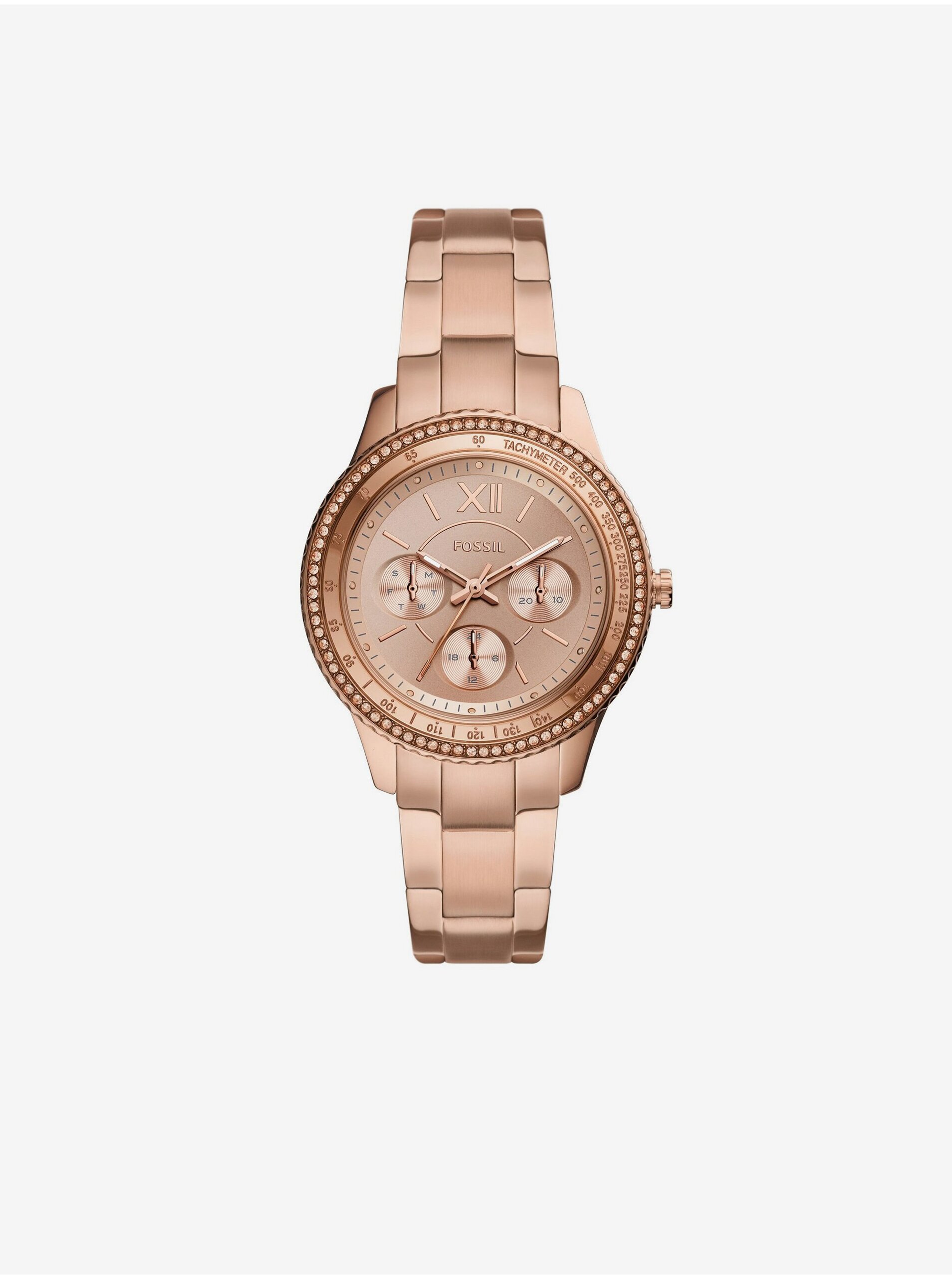 Levně Růžovozlaté dámské hodinky Fossil Stella Sport